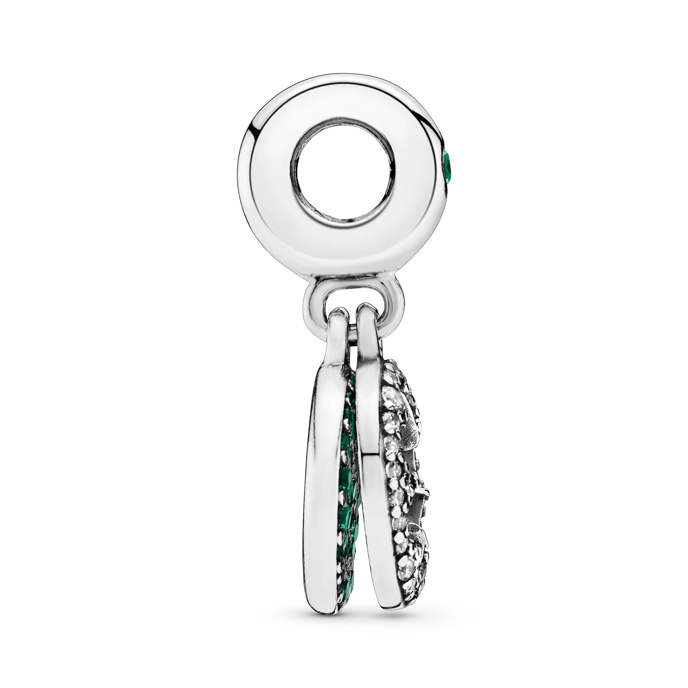 Clover Silver Dangle With Royal Green, Aqua Green Crystal And Clear Cubic Zirconia - Image 6