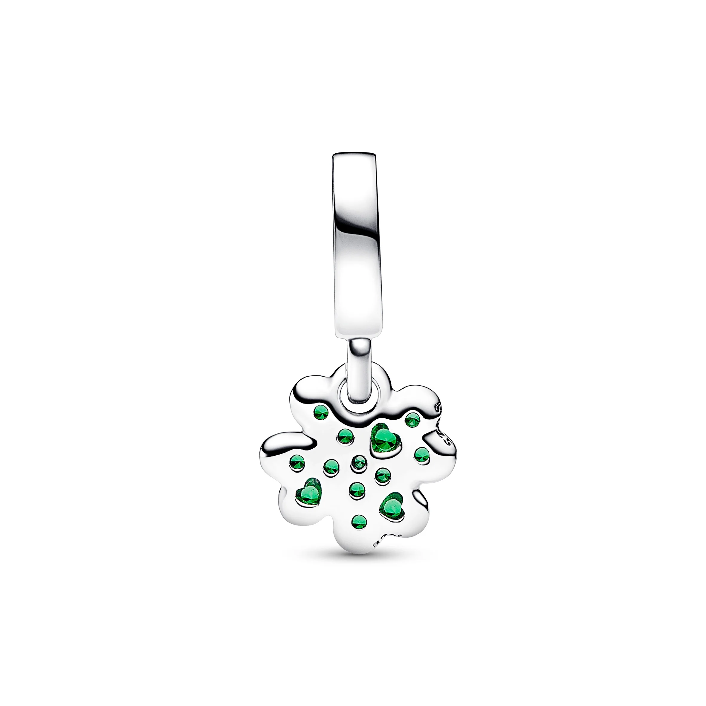 Clover Sterling Silver Dangle With Royal Green Crystal - Image 3