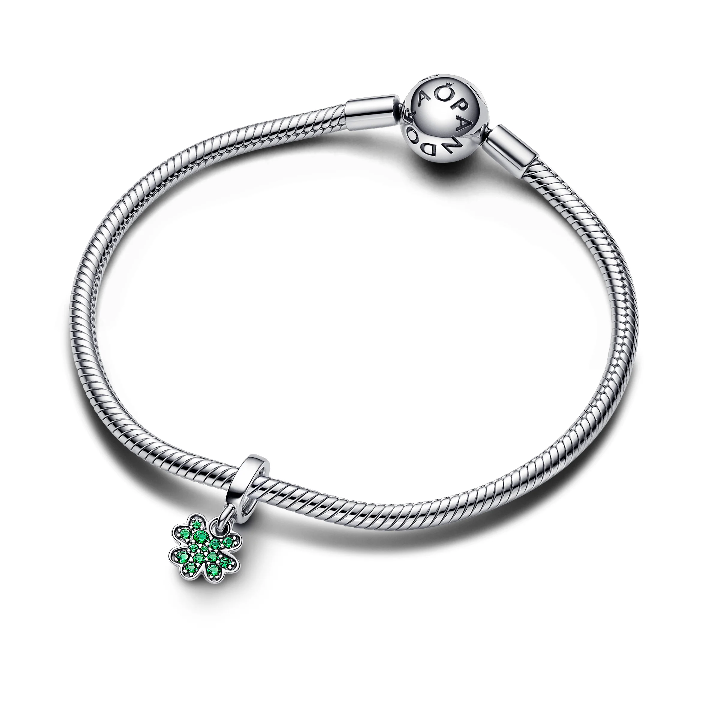 Clover Sterling Silver Dangle With Royal Green Crystal - Image 4