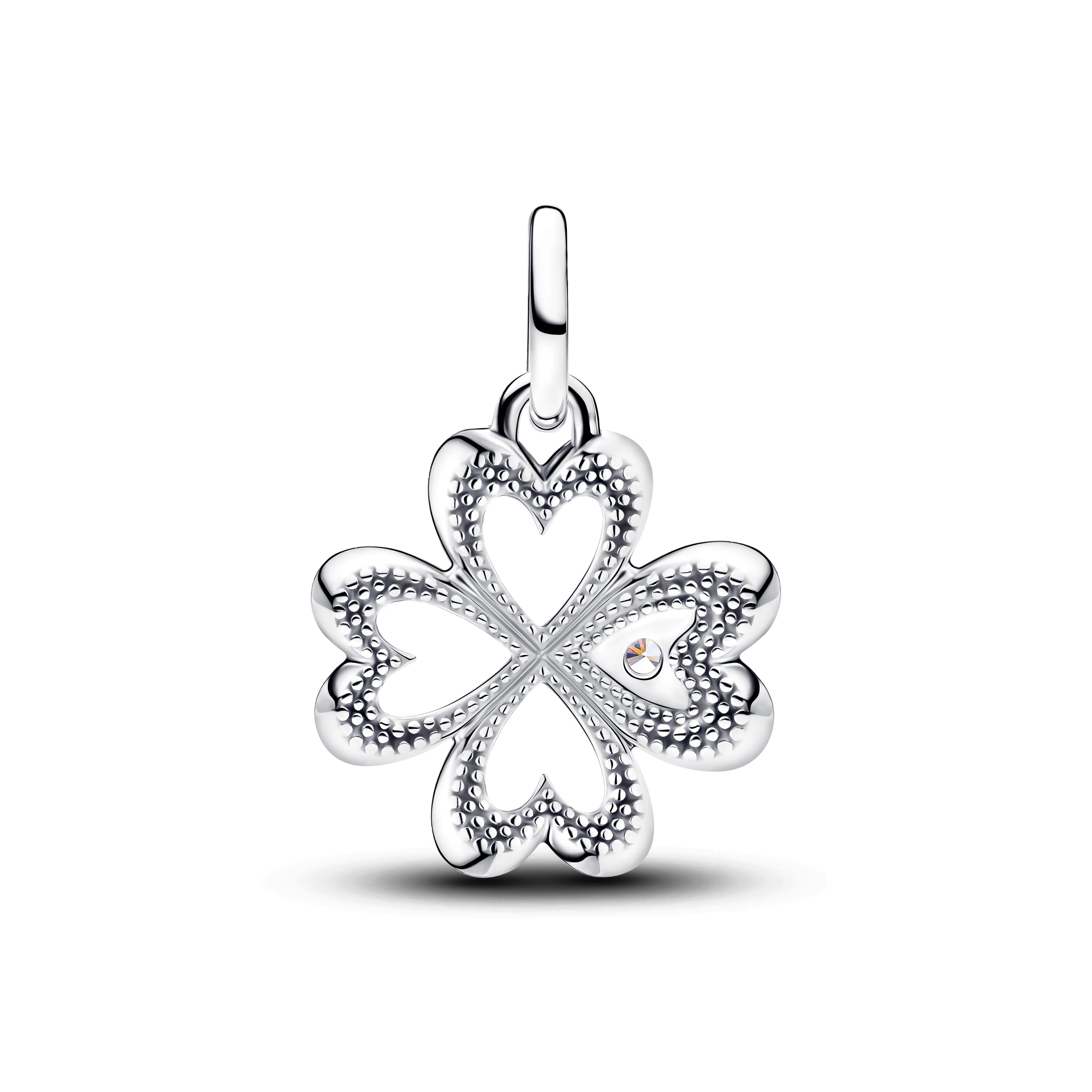 Clover Sterling Silver Medallion With Clear Cubic Zirconia - Image 2