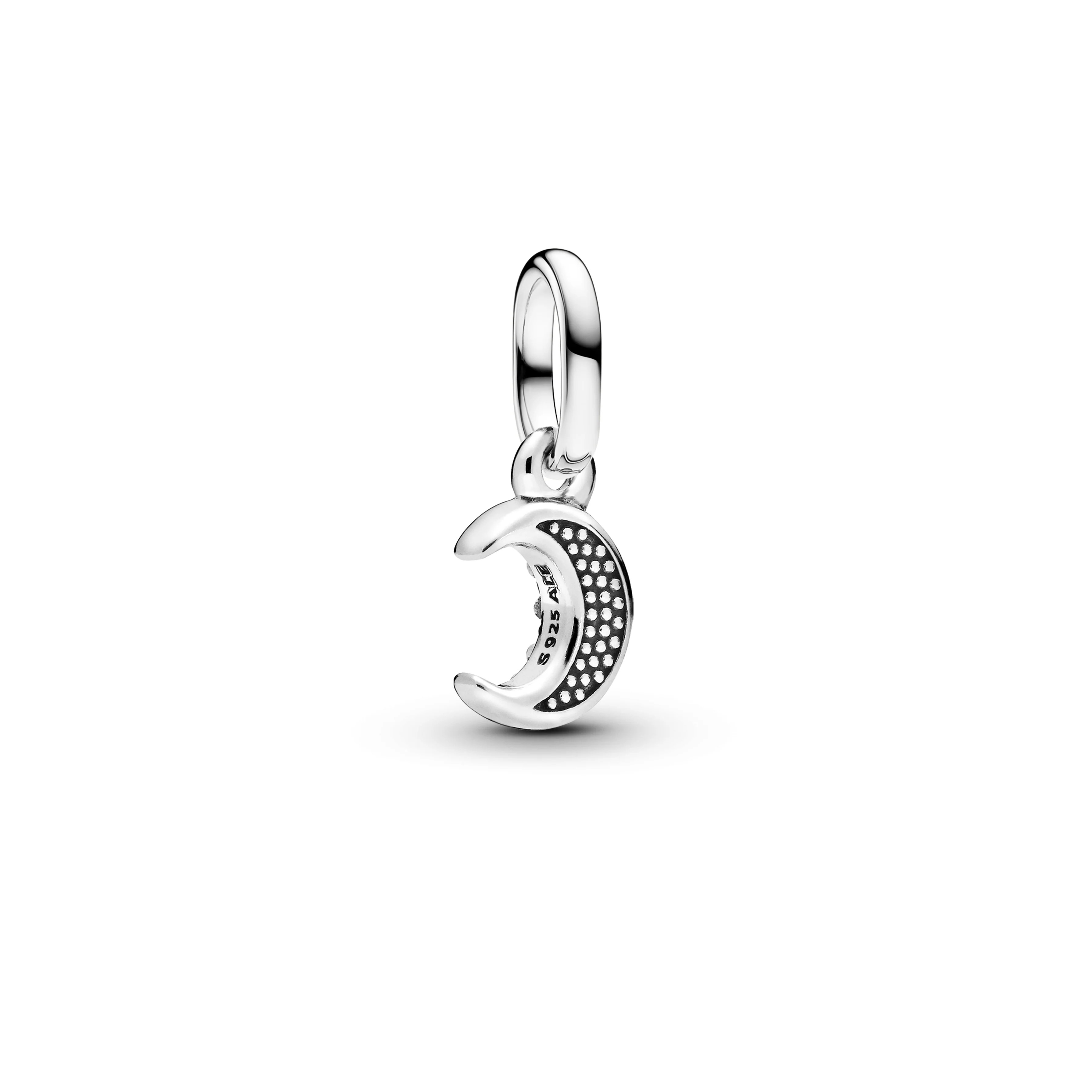 Crescent Moon Sterling Silver Mini Dangle With True Blue Crystal - Image 2