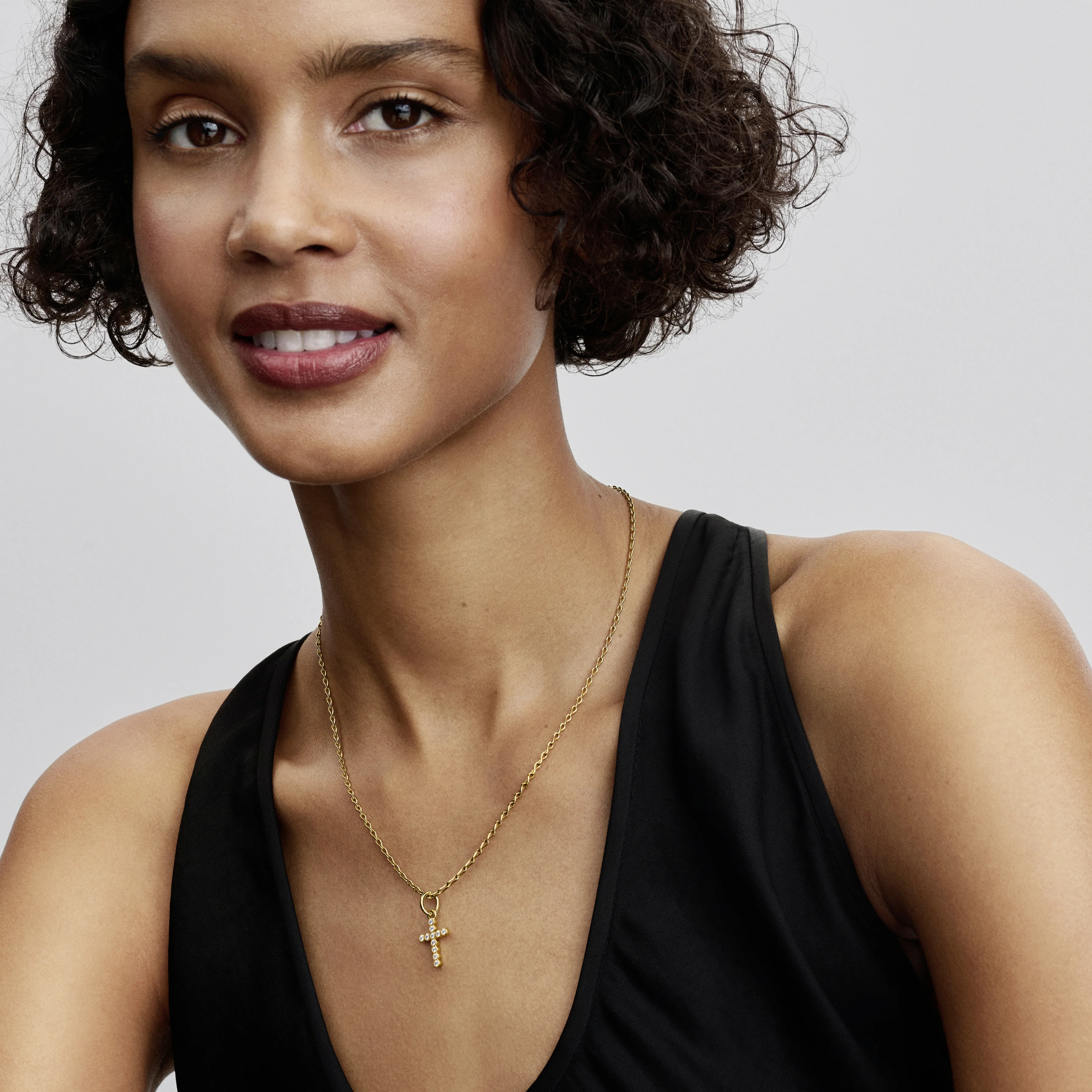 Cross 14K Gold-Plated Dangle With Clear Cubic Zirconia - Image 2