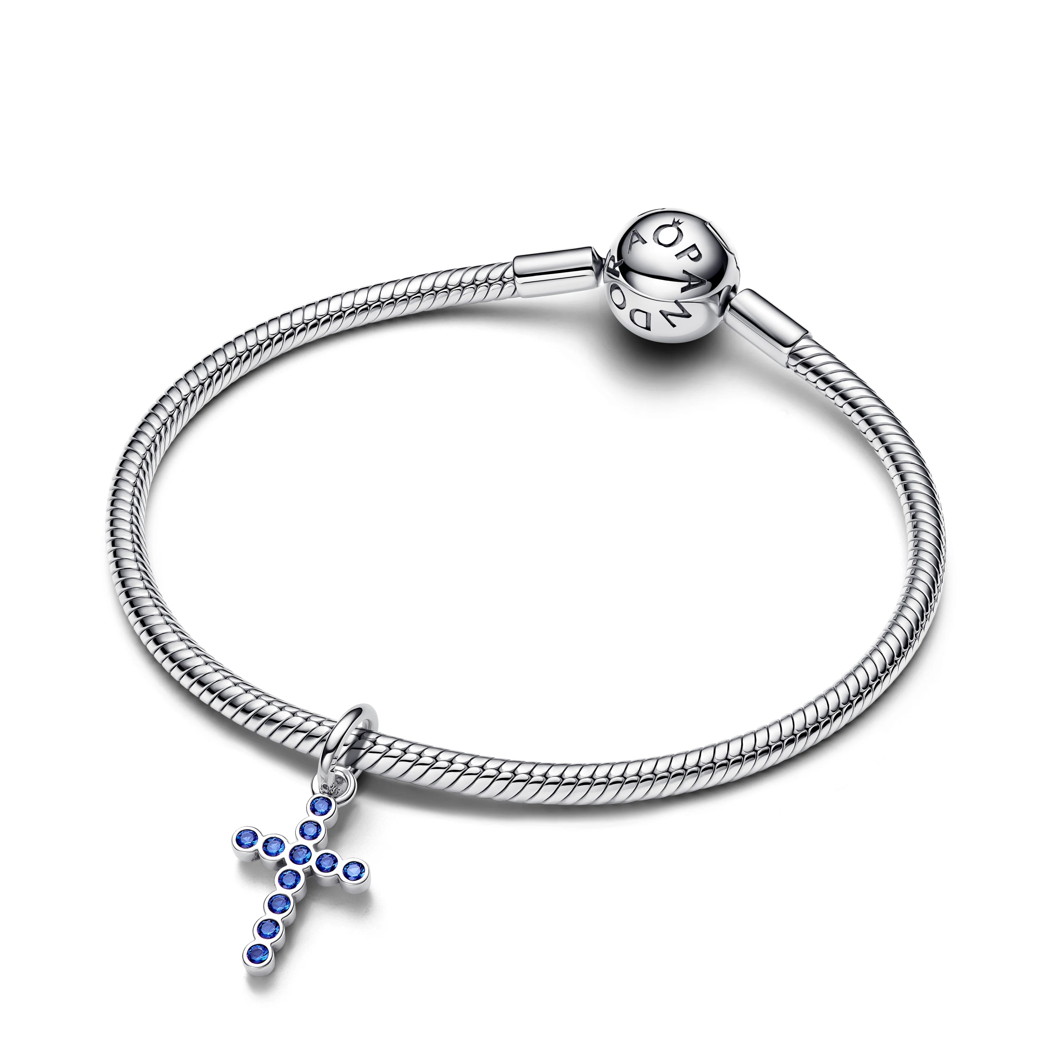 Cross Sterling Silver Dangle With Stellar Blue Crystal - Image 3