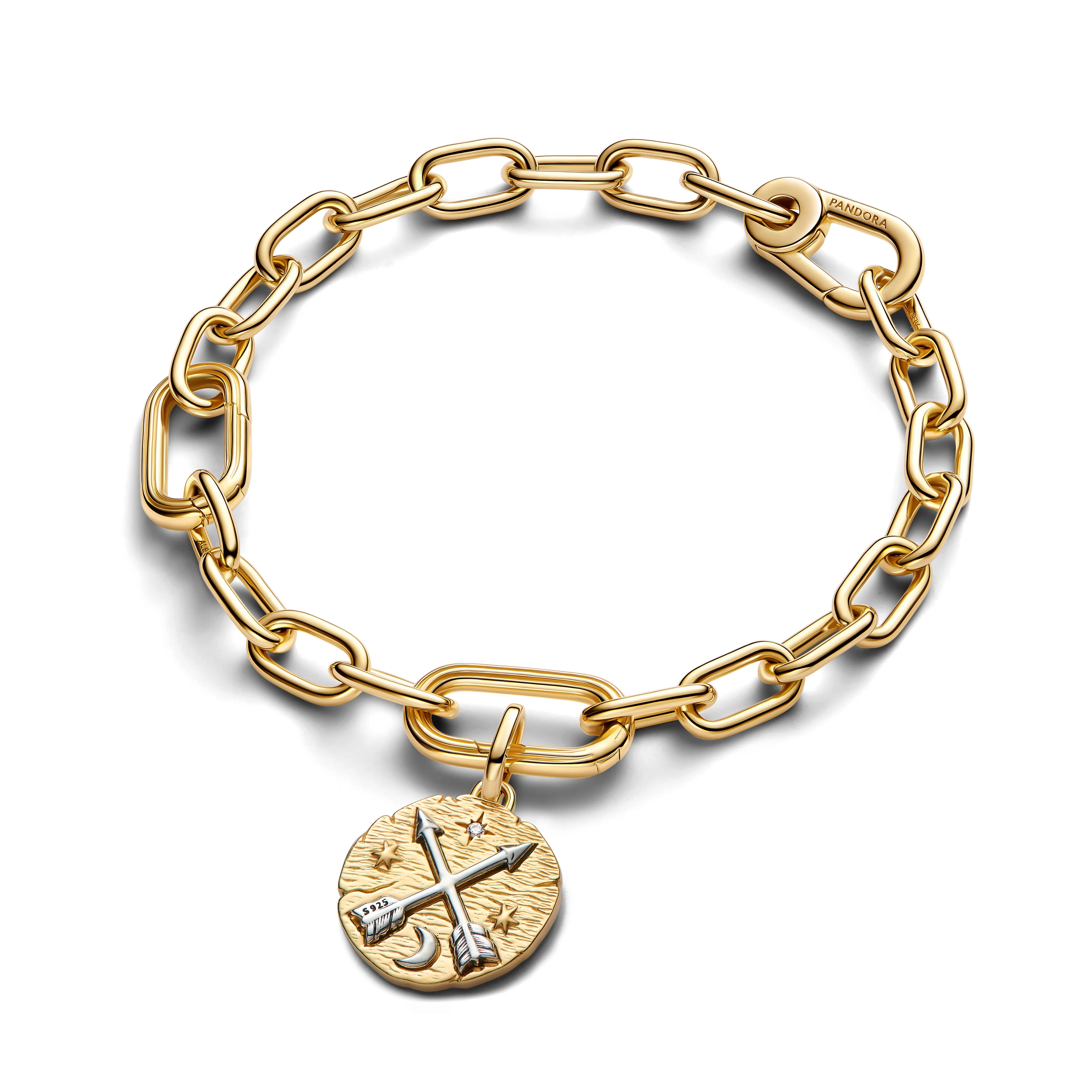 Crossing Arrows Sterling Silver And 14K Gold-Plated Medallion With Clear Cubic Zirconia - Image 3