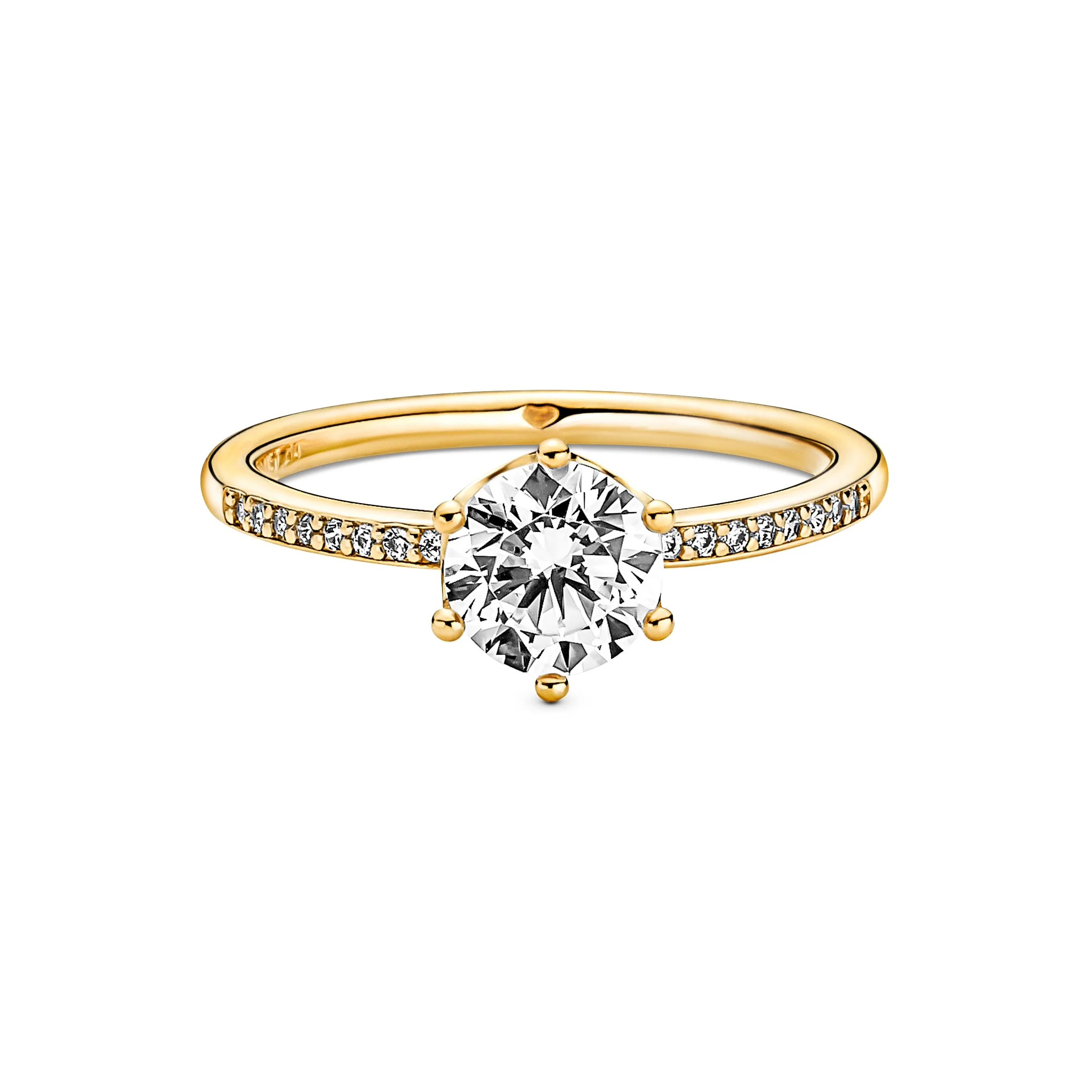 Crown 14K Gold-Plated Ring With Clear Cubic Zirconia - Image 3
