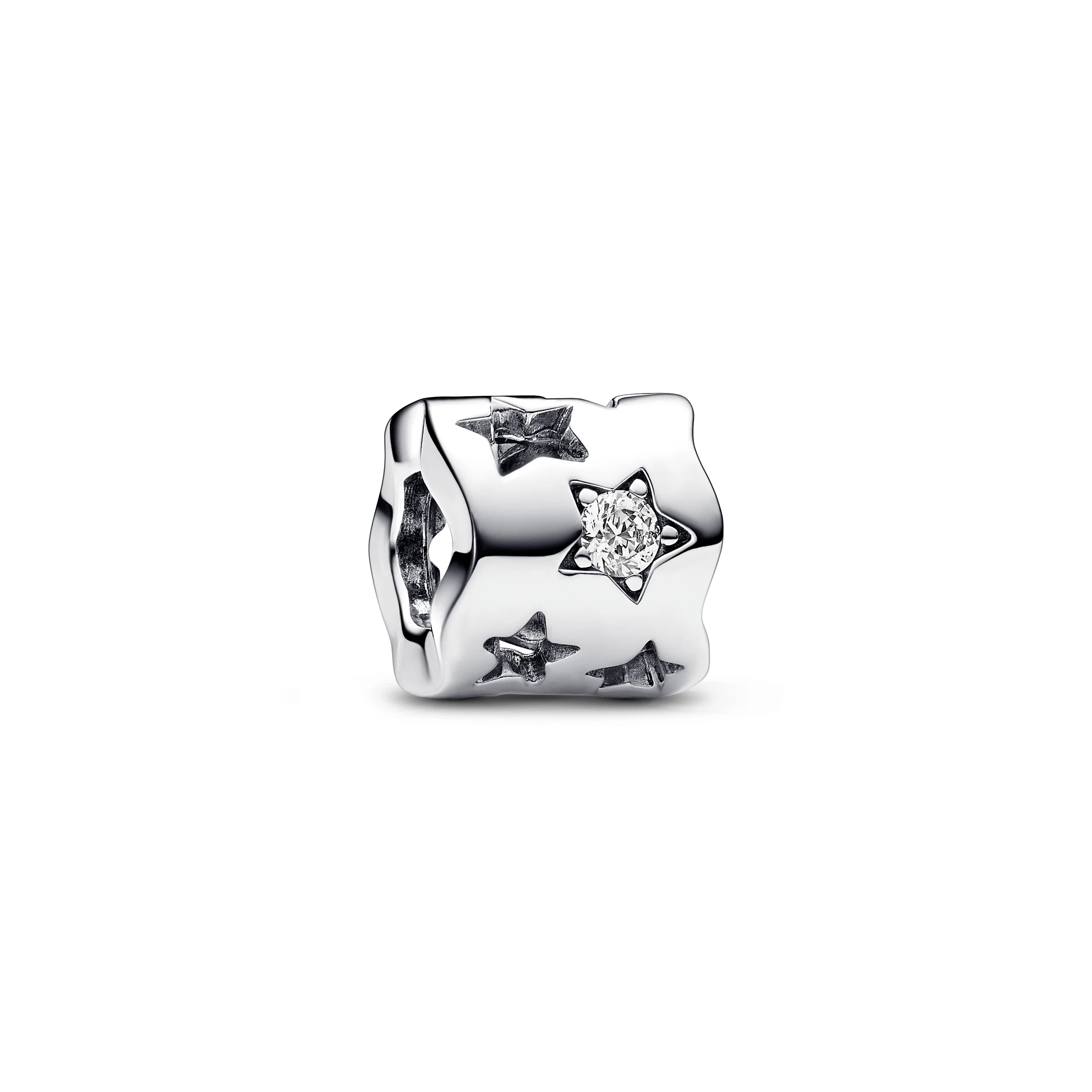 Cut-Out Star Sterling Silver Charm With Clear Cubic Zirconia - Image 3