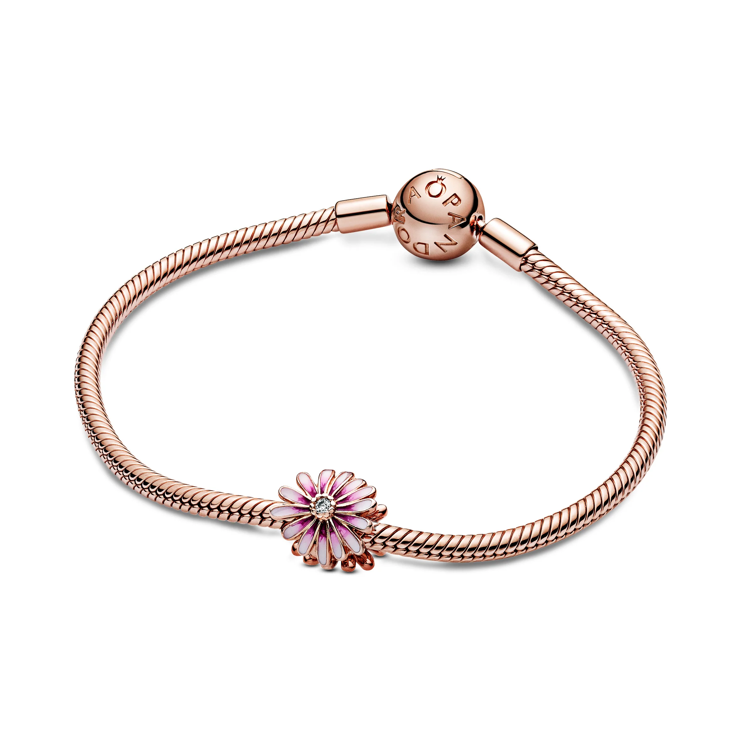 Daisy 14K Rose Gold-Plated Charm With Clear Cubic Zirconia And Shaded Pink Enamel - Image 5