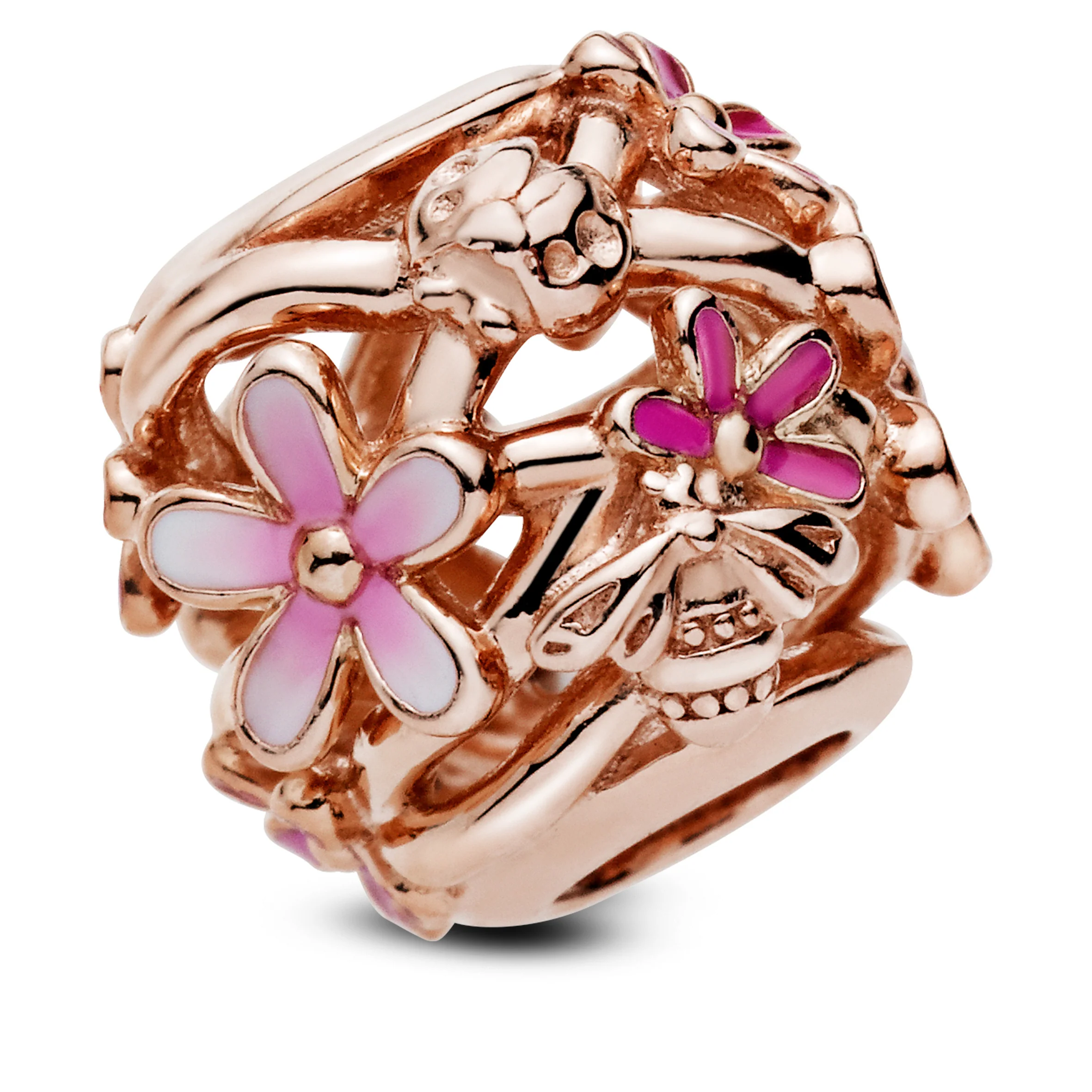 Daisy 14K Rose Gold-Plated Charm With Shaded Pink Enamel - Image 4