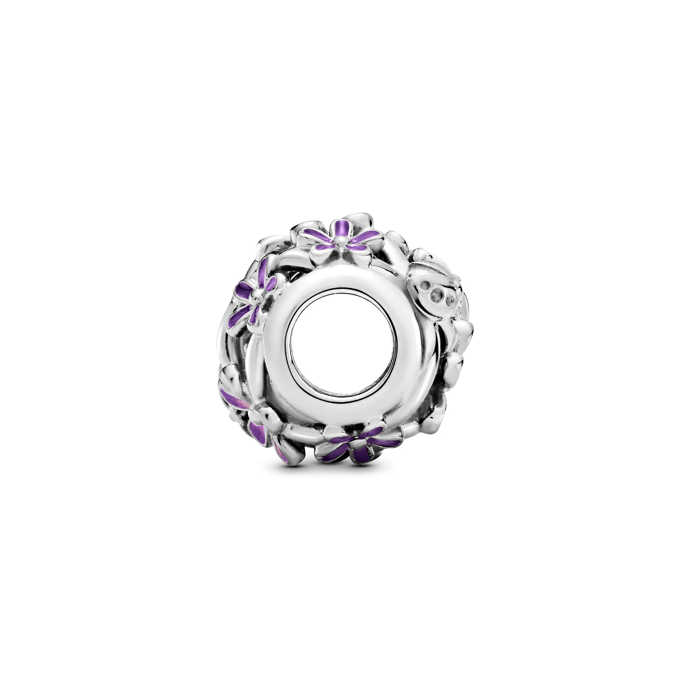 Daisy Sterling Silver Charm With Purple And Shaded Pink Enamel - Image 5