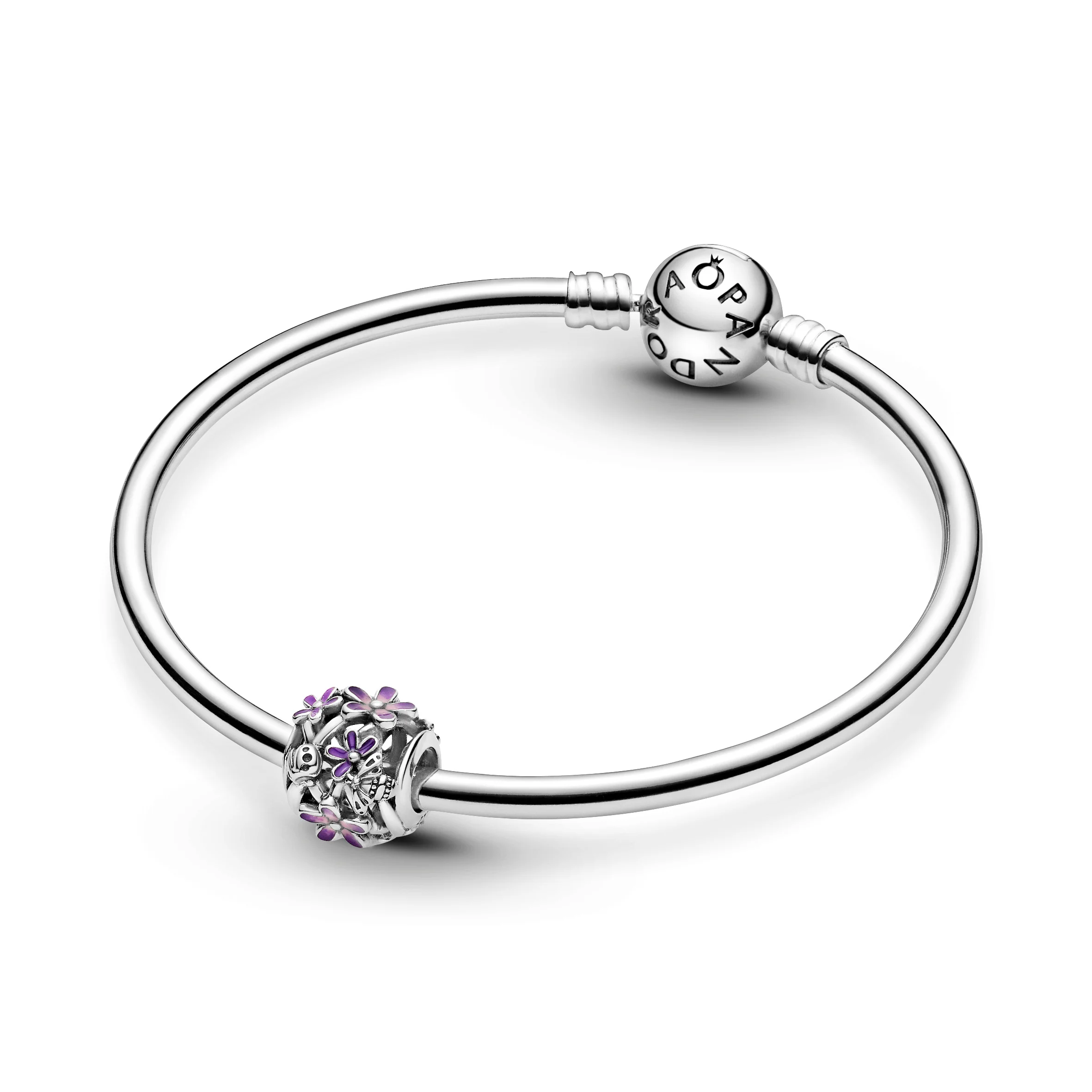 Daisy Sterling Silver Charm With Purple And Shaded Pink Enamel - Image 7