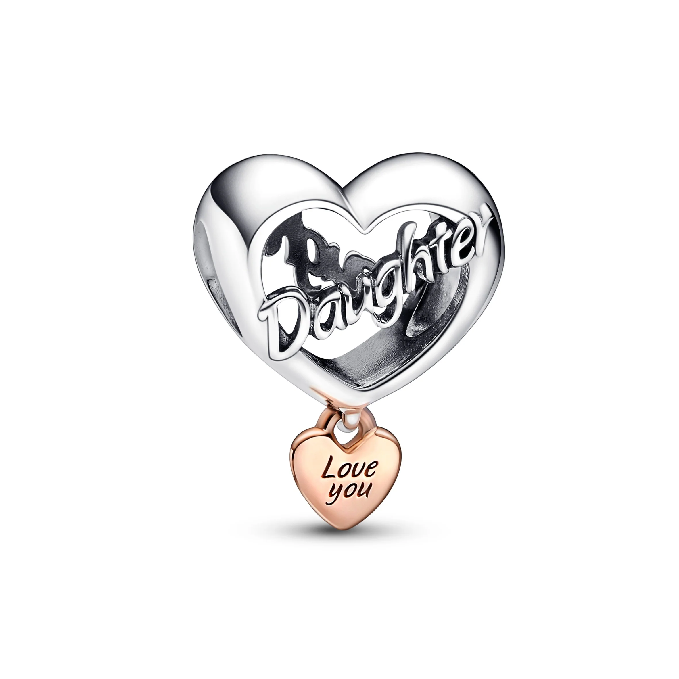 Daughter Sterling Silver And 14K Rose Gold-Plated Charm