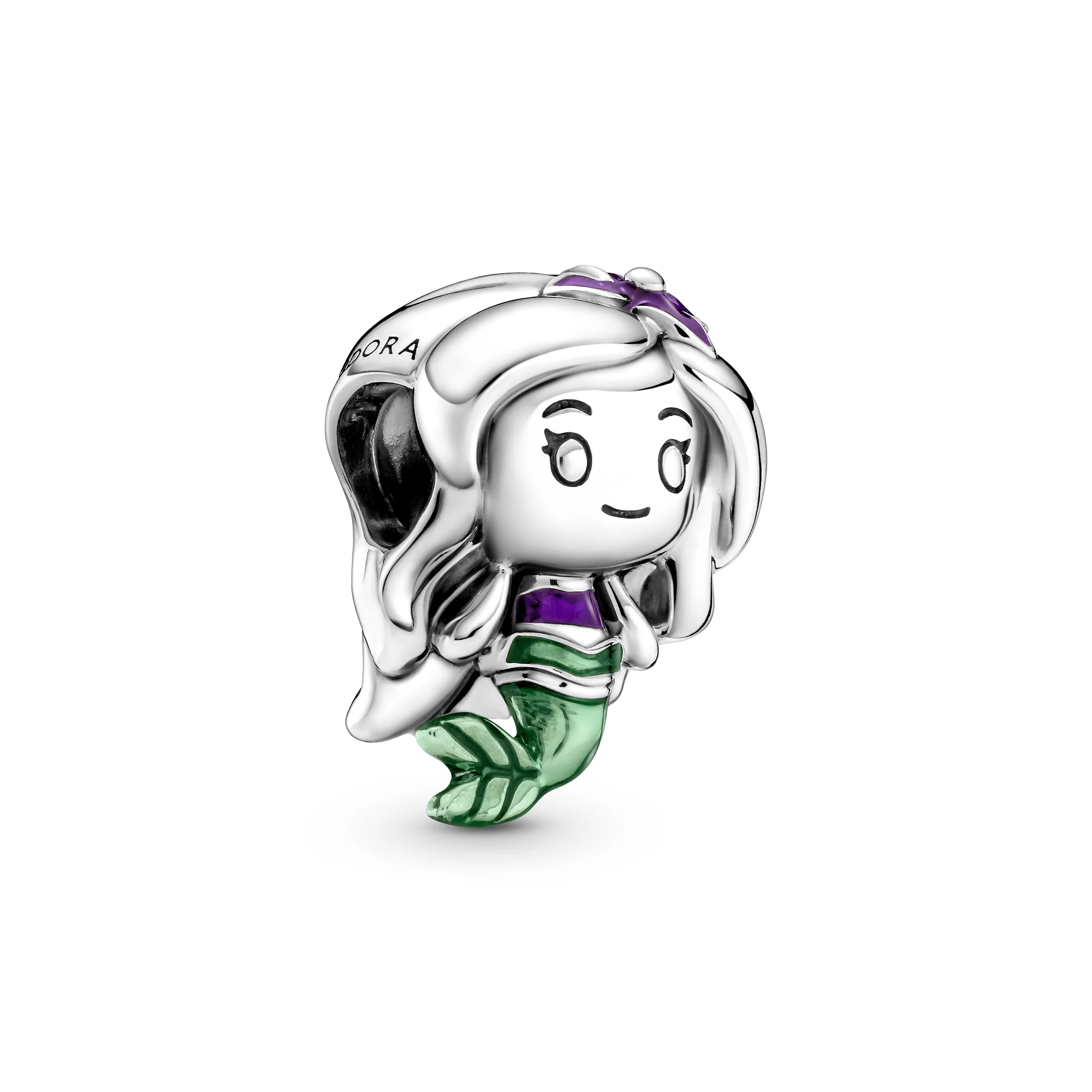 Disney Ariel Sterling Silver Charm With Purple And Green Enamel