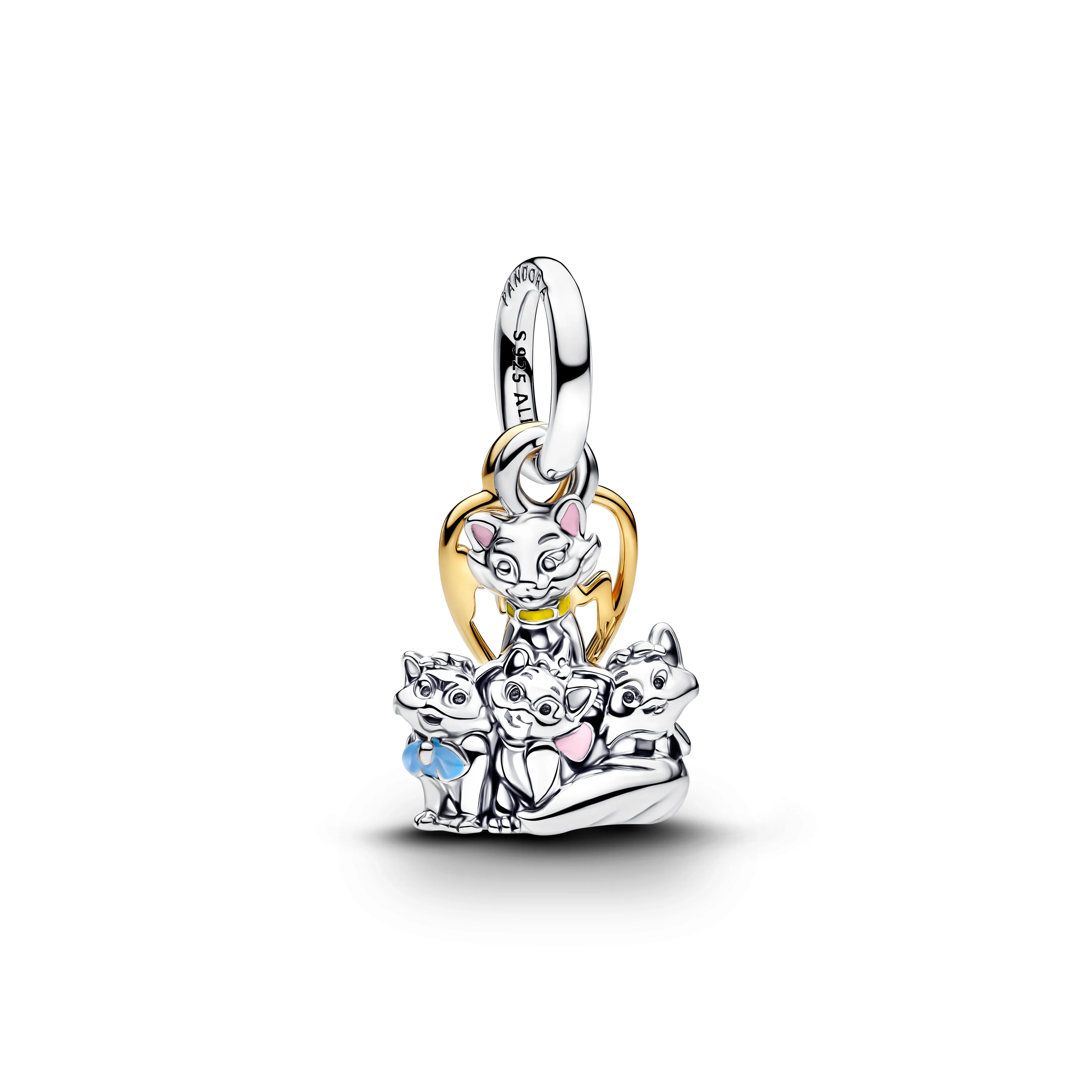 Disney Aristocats Sterling Silver And 14K Gold-Plated Double Dangle With Pink And Blue Enamel