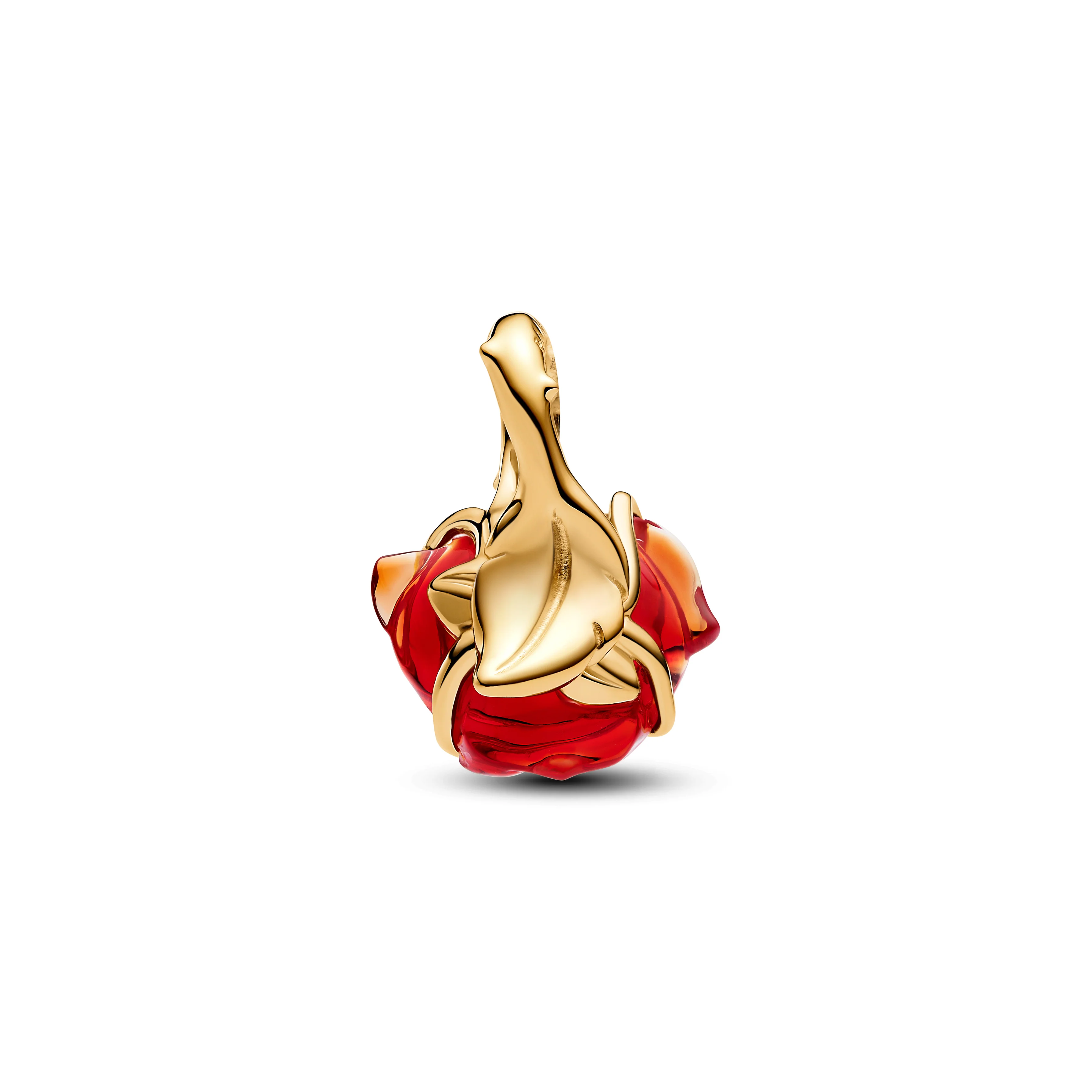 Disney Beauty And The Beast Rose 14K Gold-Plated Dangle With Red Murano Glass - Image 3