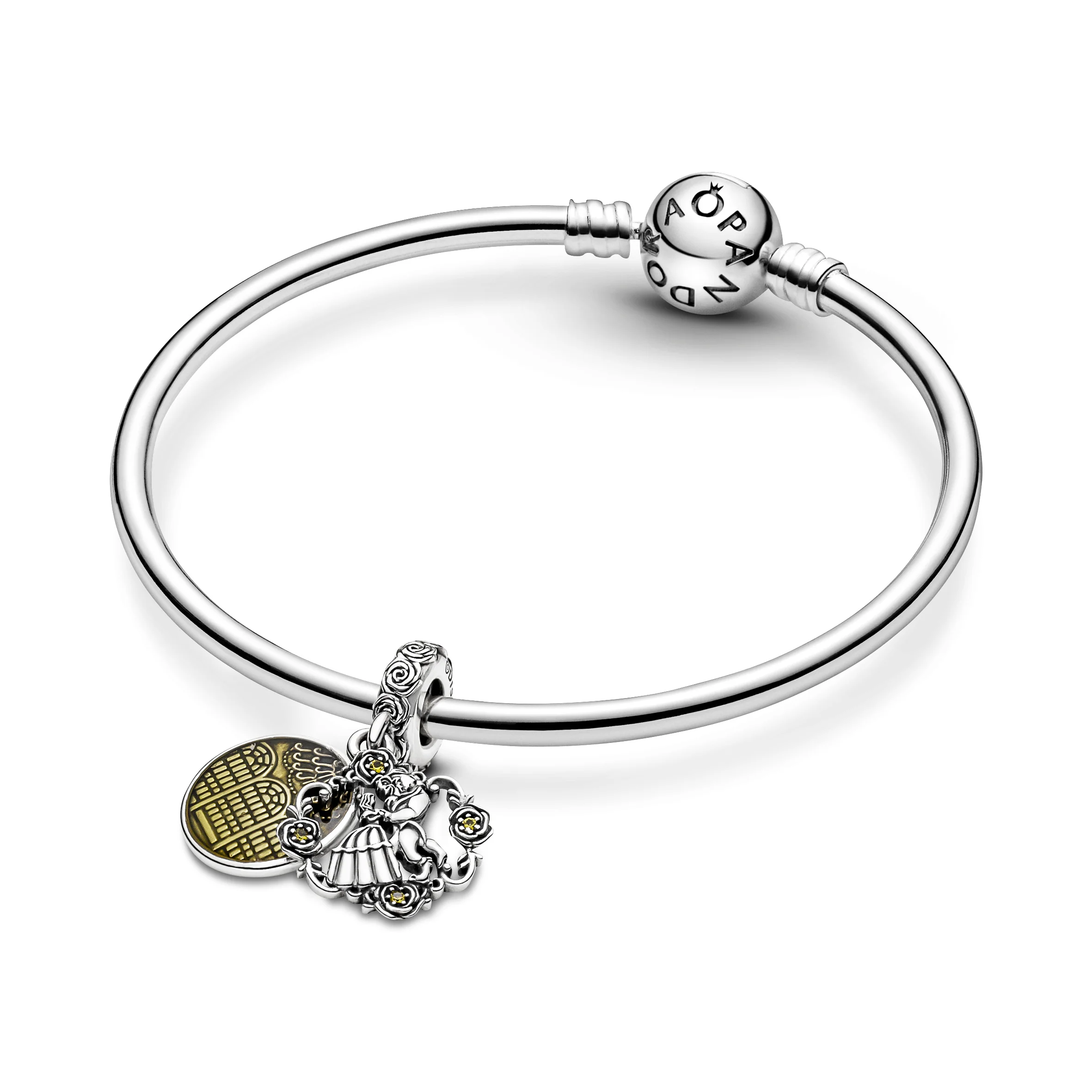 Disney Beauty And The Beast Sterling Silver Dangle With Blazing Yellow Crystal And Yellow Enamel - Image 7