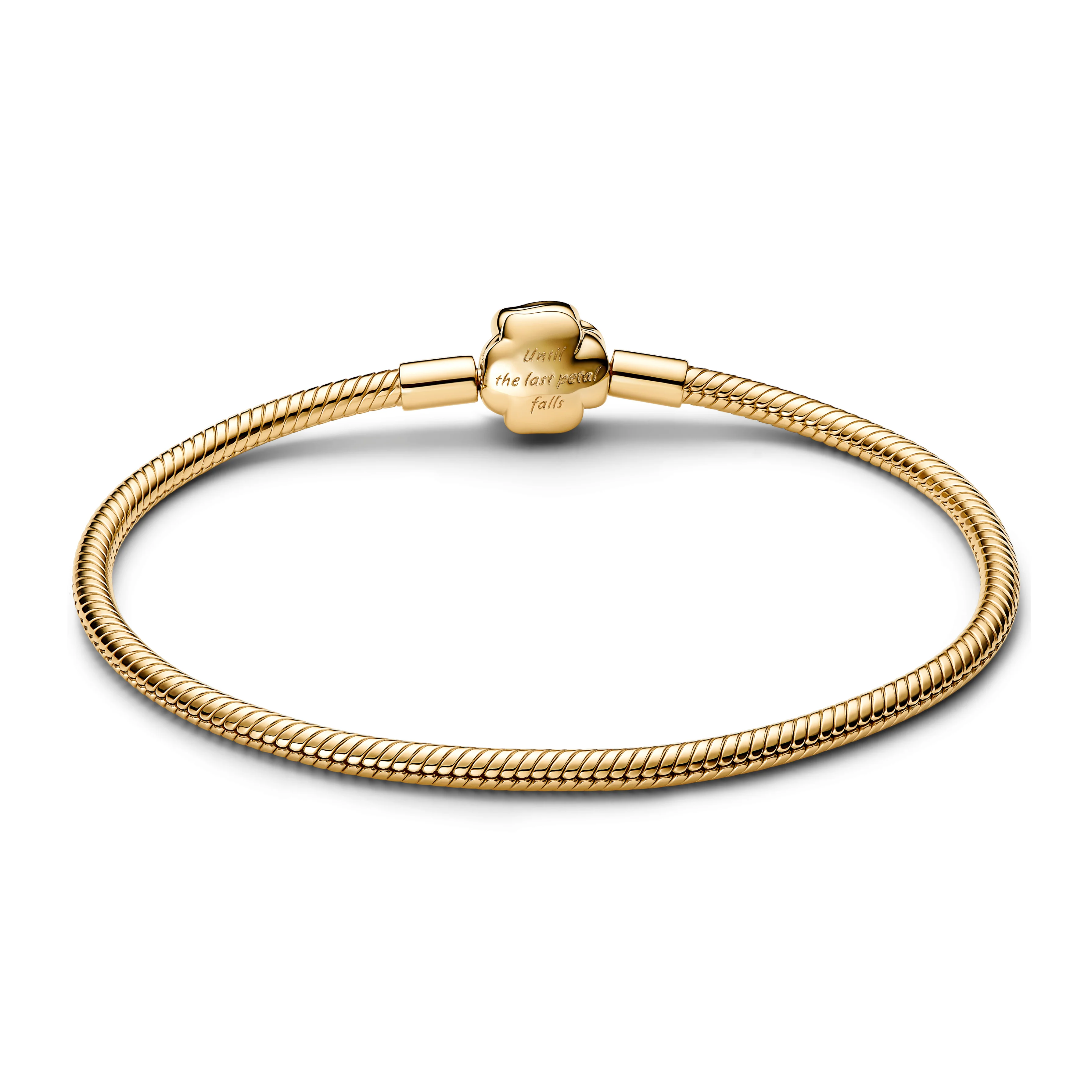 Disney Beauty & The Beast Snake Chain 14K Gold-Plated Bracelet With Rose Clasp And Holo Glittery Red Enamel - Image 3