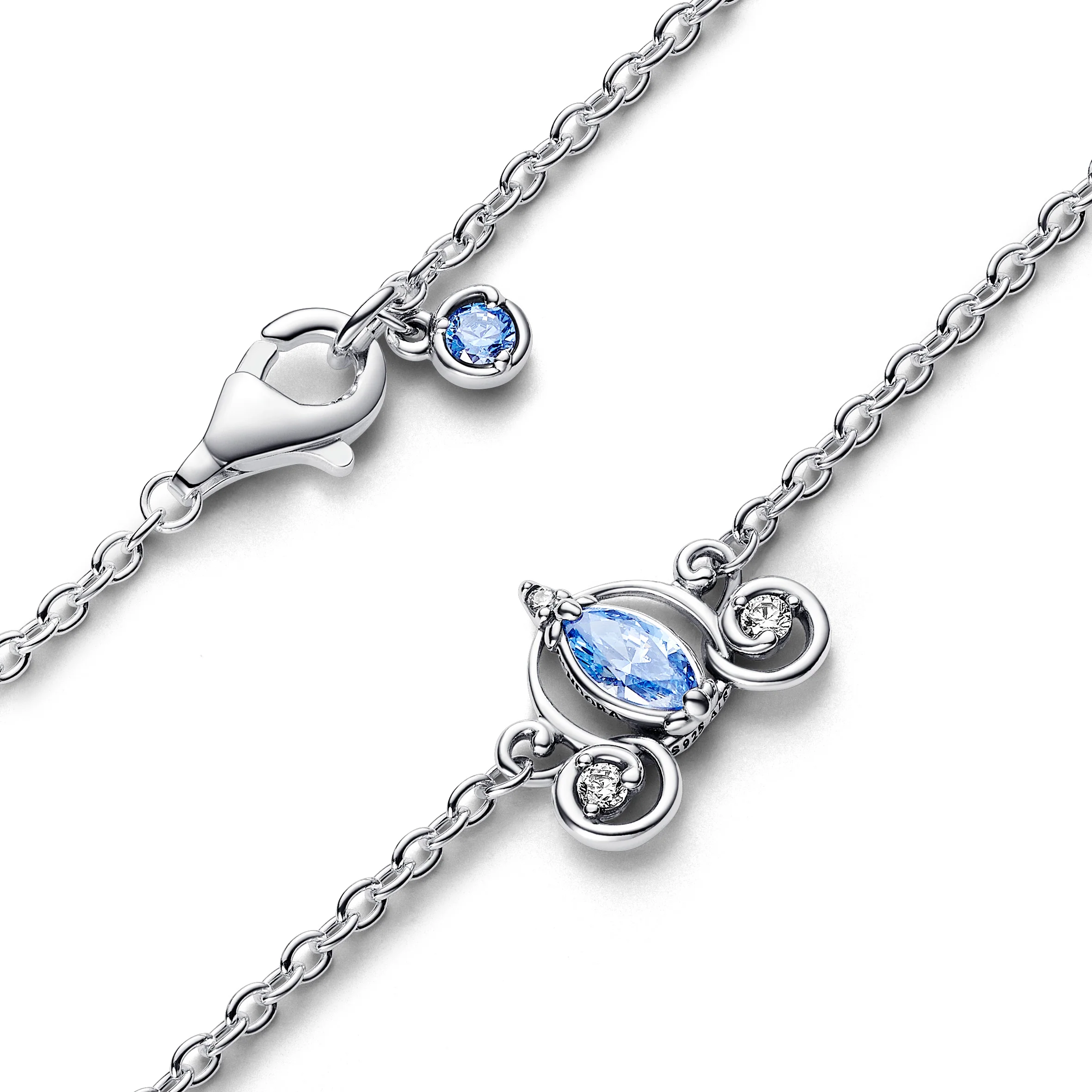 Disney Cinderella Sterling Silver Collier With Fancy Light Blue And Clear Cubic Zirconia - Image 6