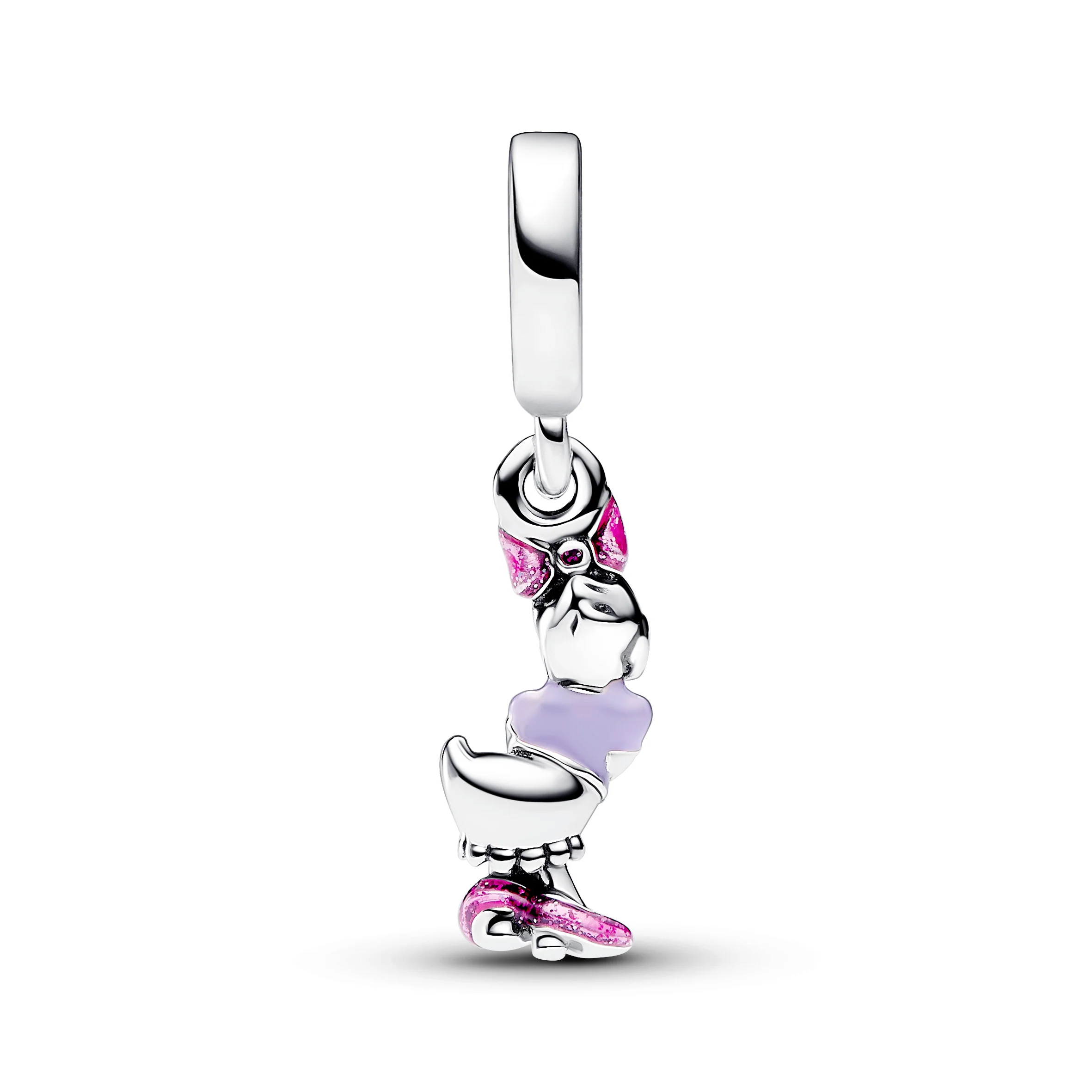Disney Daisy Duck Sterling Silver Dangle With Holographic Pink, Purple And Black Enamel - Image 3
