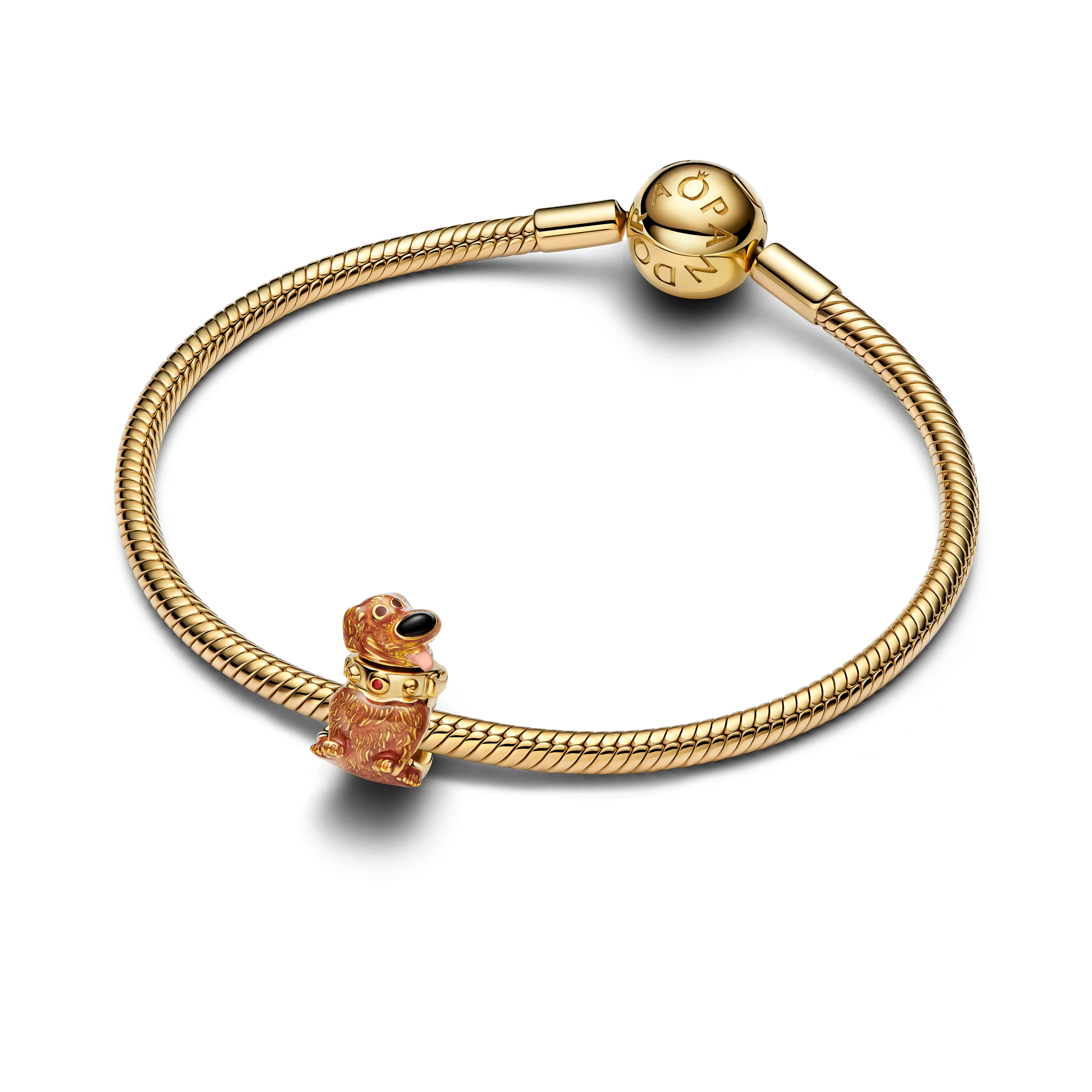 Disney Dug 14K Gold-Plated Charm With Salsa Red Crystal, Black And Pink Enamel - Image 3