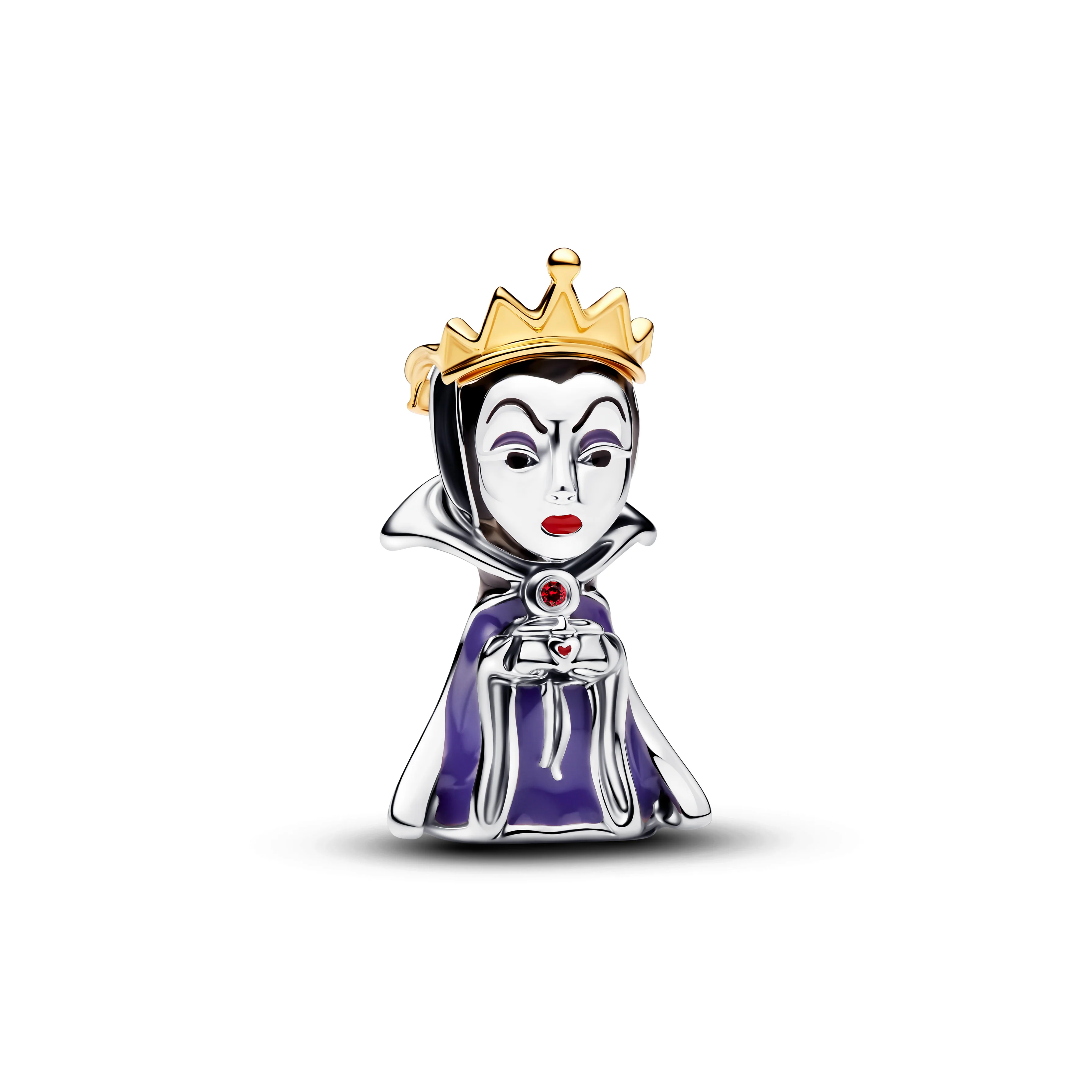 Disney Evil Queen Sterling Silver And 14K Gold-Plated Charm With Salsa Red Crystal, Black, Red And Purple Enamel