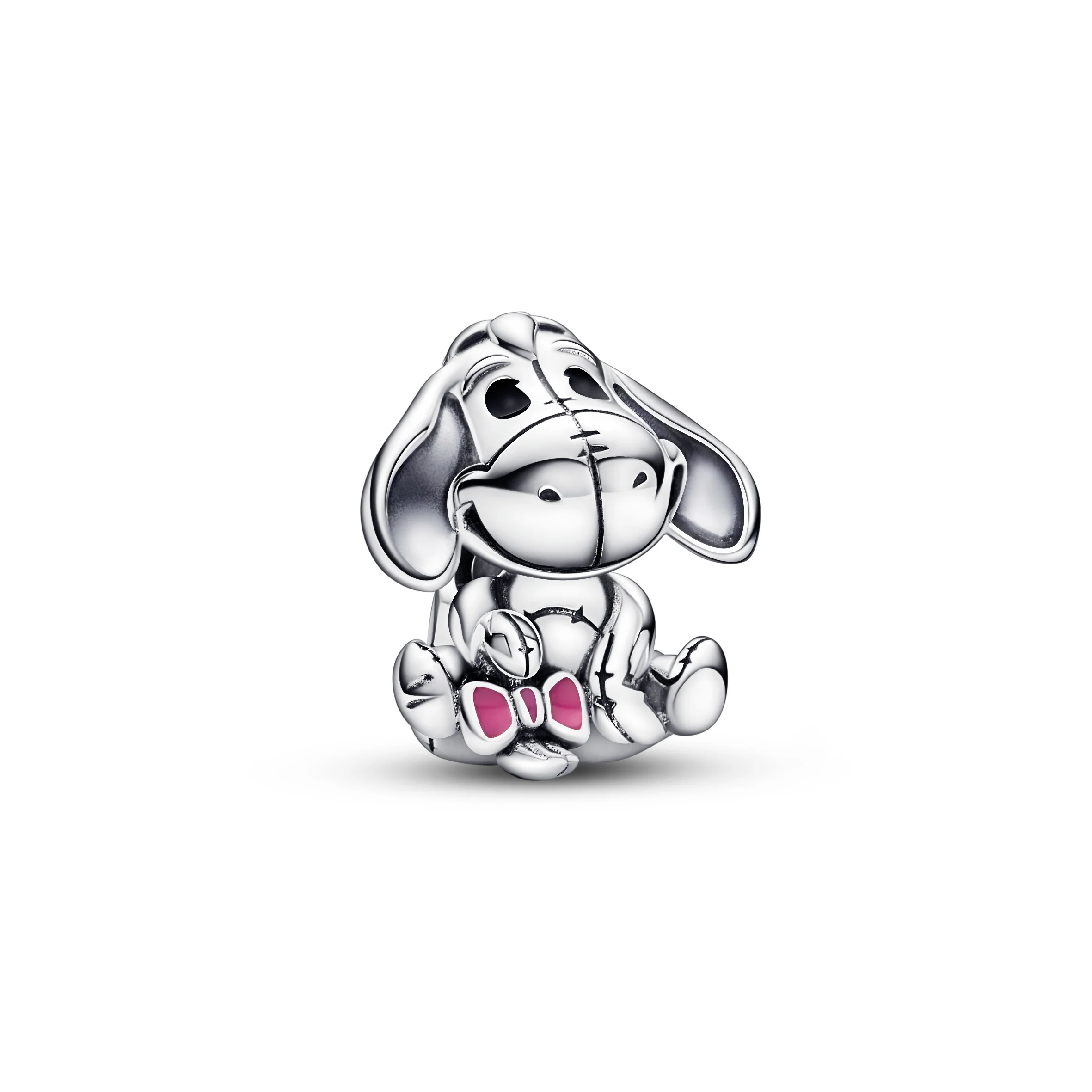 Disney Eyore Sterling Silver Charm With Pink And Black Enamel