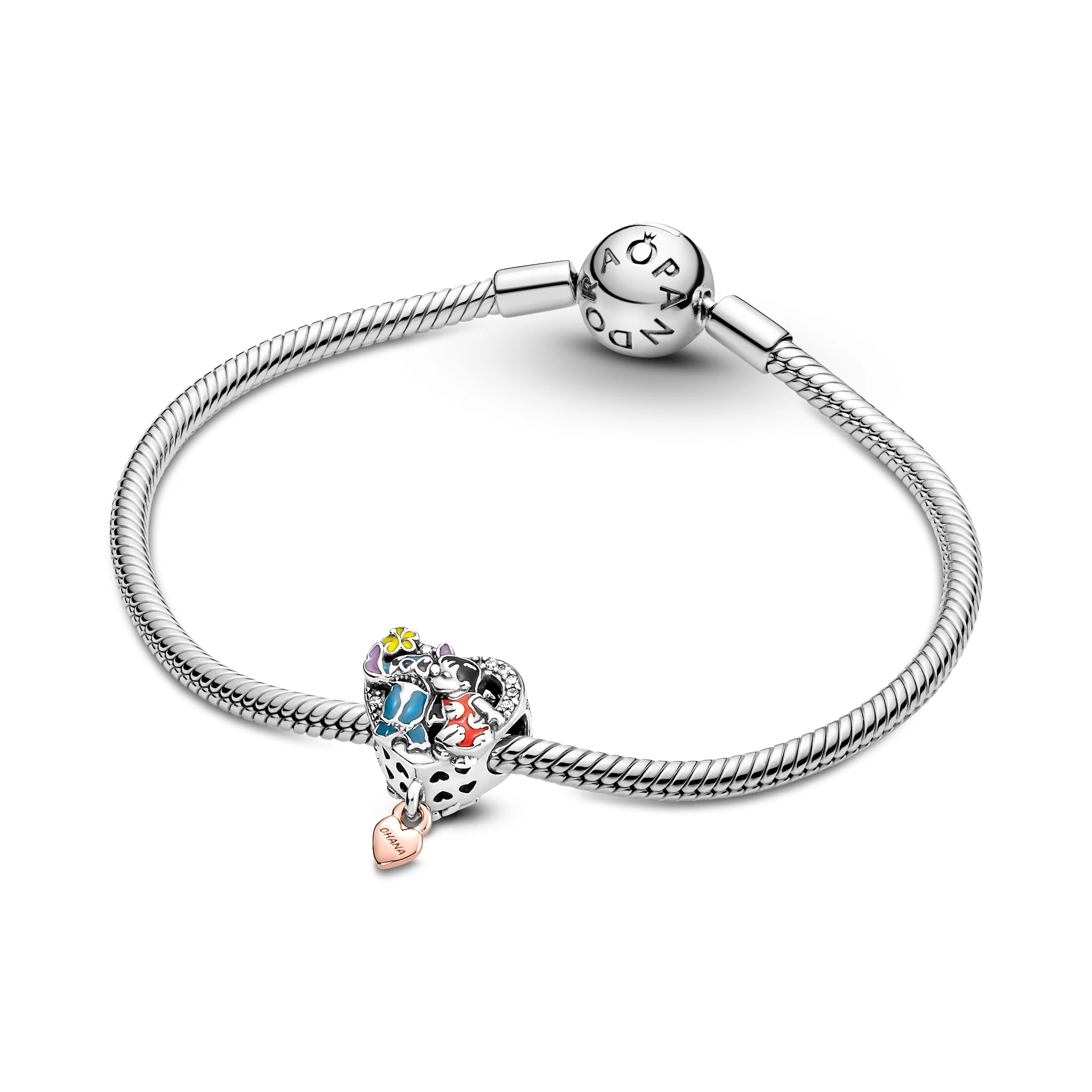 Disney Lilo And Stitch Sterling Silver And 14K Rose Gold-Plated Charm With Clear Cubic Zirconia, Black, Red, Blue, Yellow, Pink And Purple E - Image 3