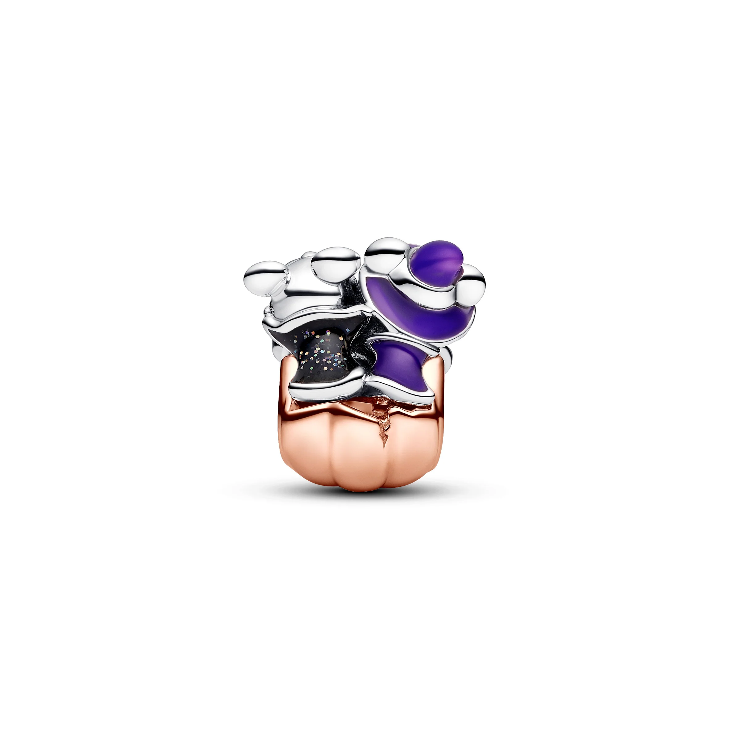 Disney Mickey And Minnie Pumpkin Sterling Silver And 14K Rose Gold-Plated Charm With Black And Purple Glow In The Dark Enamel - Image 4