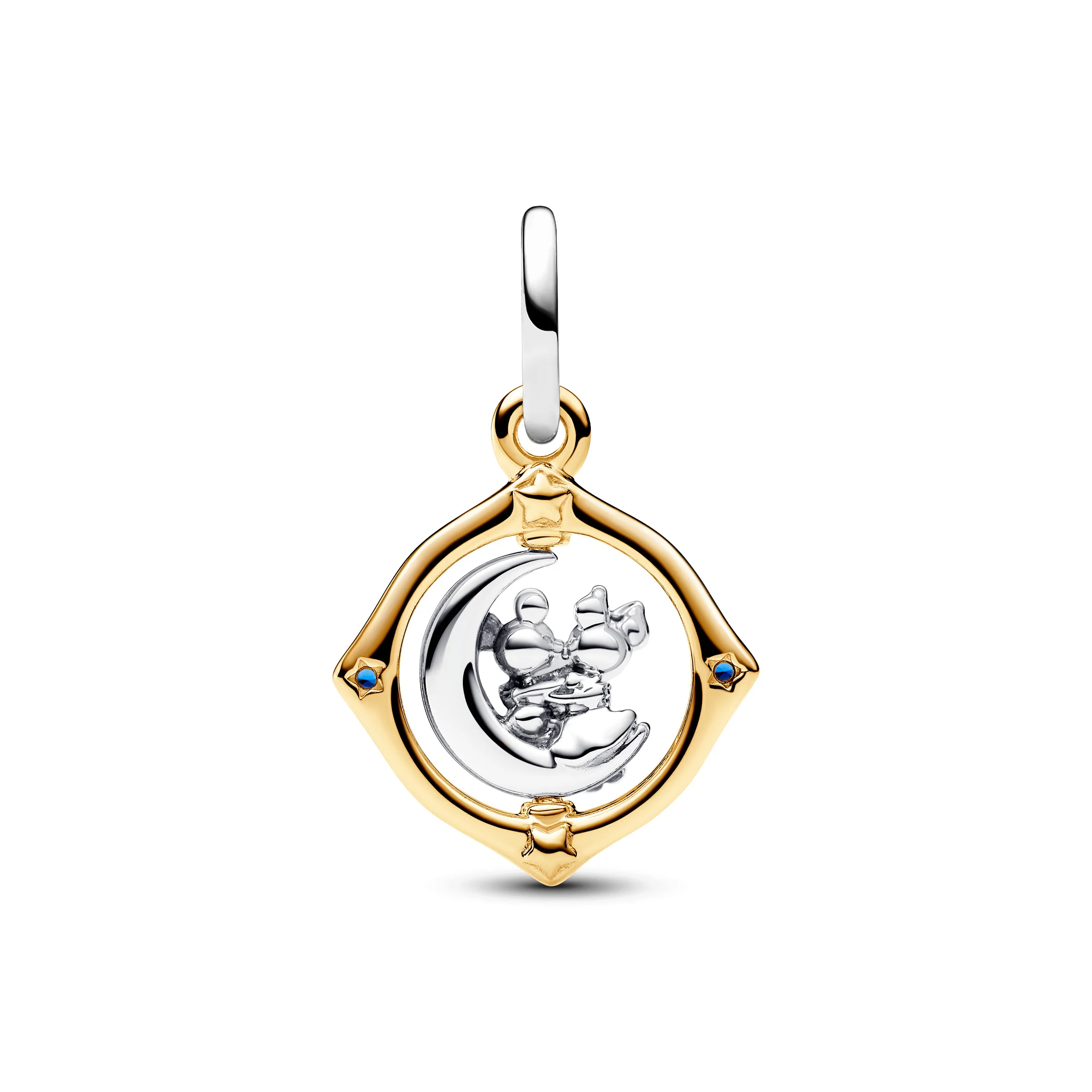 Disney Mickey And Minnie Sterling Silver And 14K Gold-Plated Spinning Dangle With True Blue Crystal And Glittery Blue Enamel - Image 5