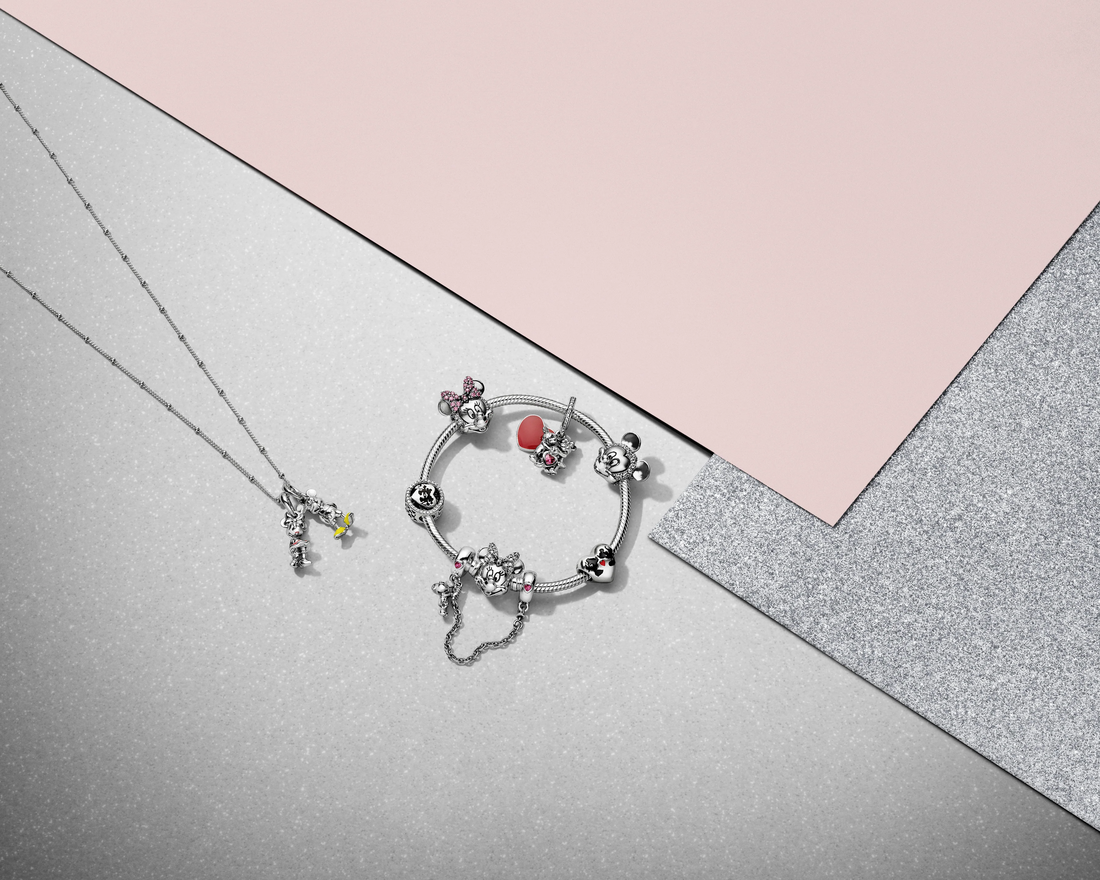 Disney Mickey Silver Safety Chain With Red Cubic Zirconia - Image 3