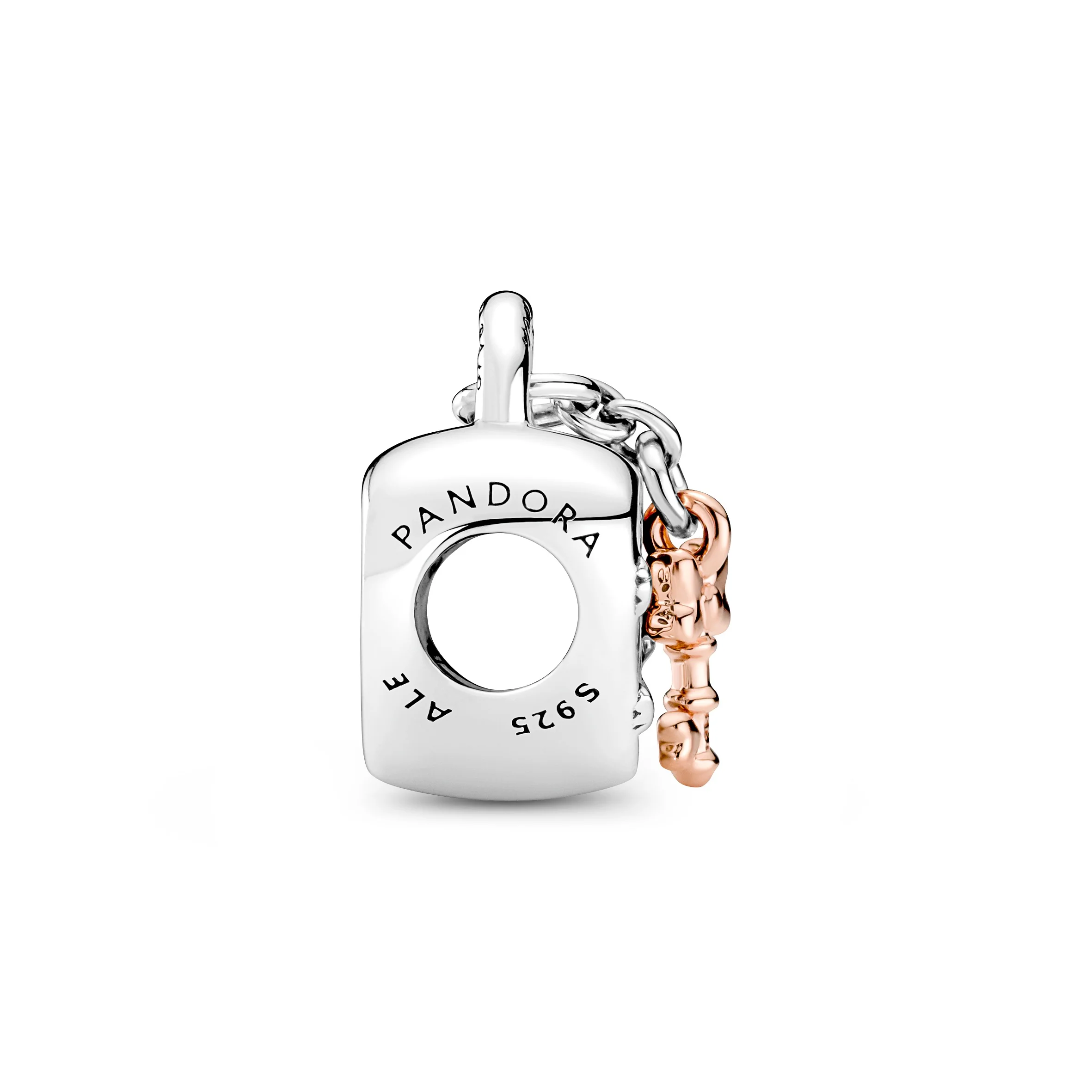 Disney Minnie And Mickey Heart Padlock And Key Sterling Silver And 14K Rose Gold-Plated Charm With Red, White And Black Enamel - Image 4