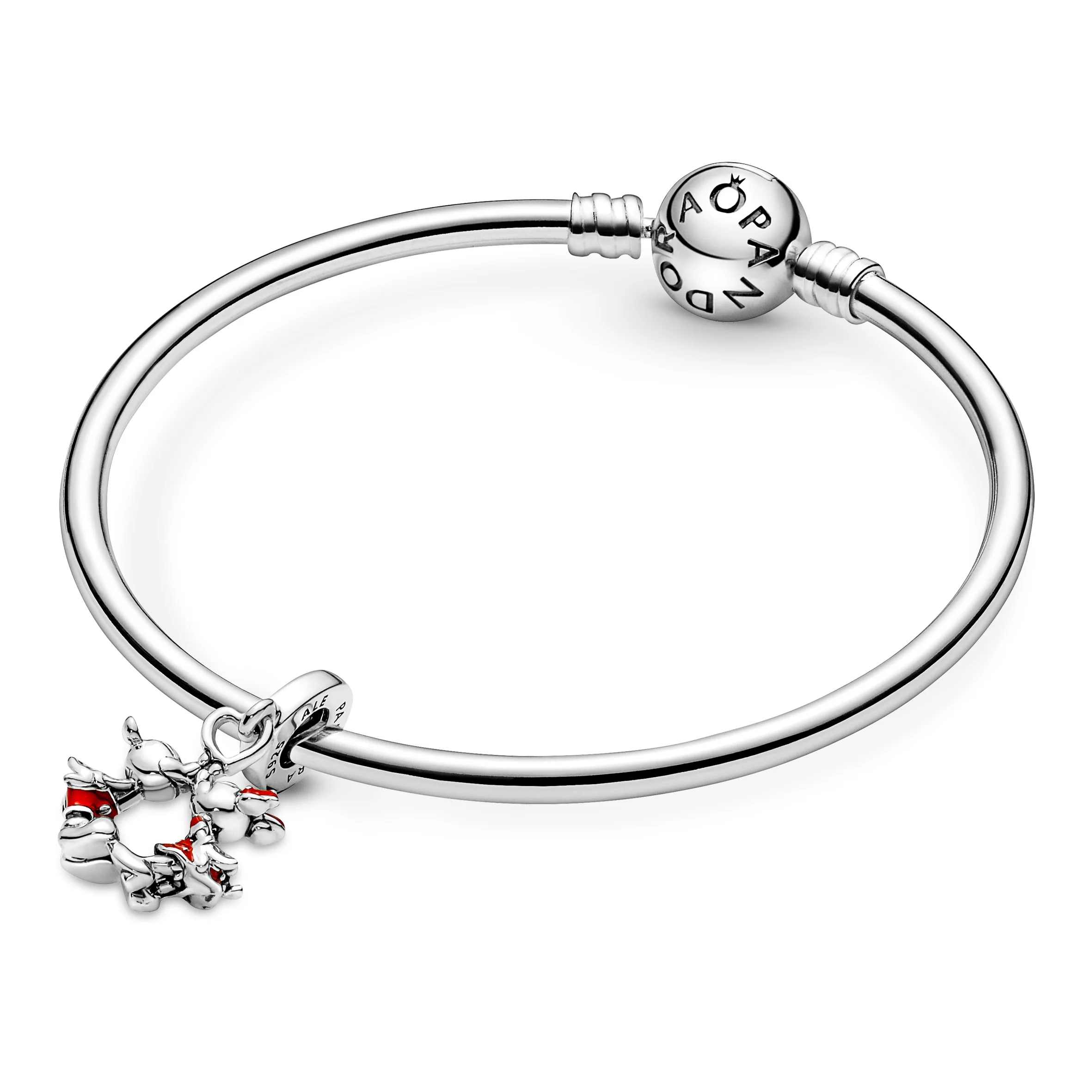 Disney Minnie And Mickey Mouse Kissing Sterling Silver Dangle With Red Enamel - Image 4
