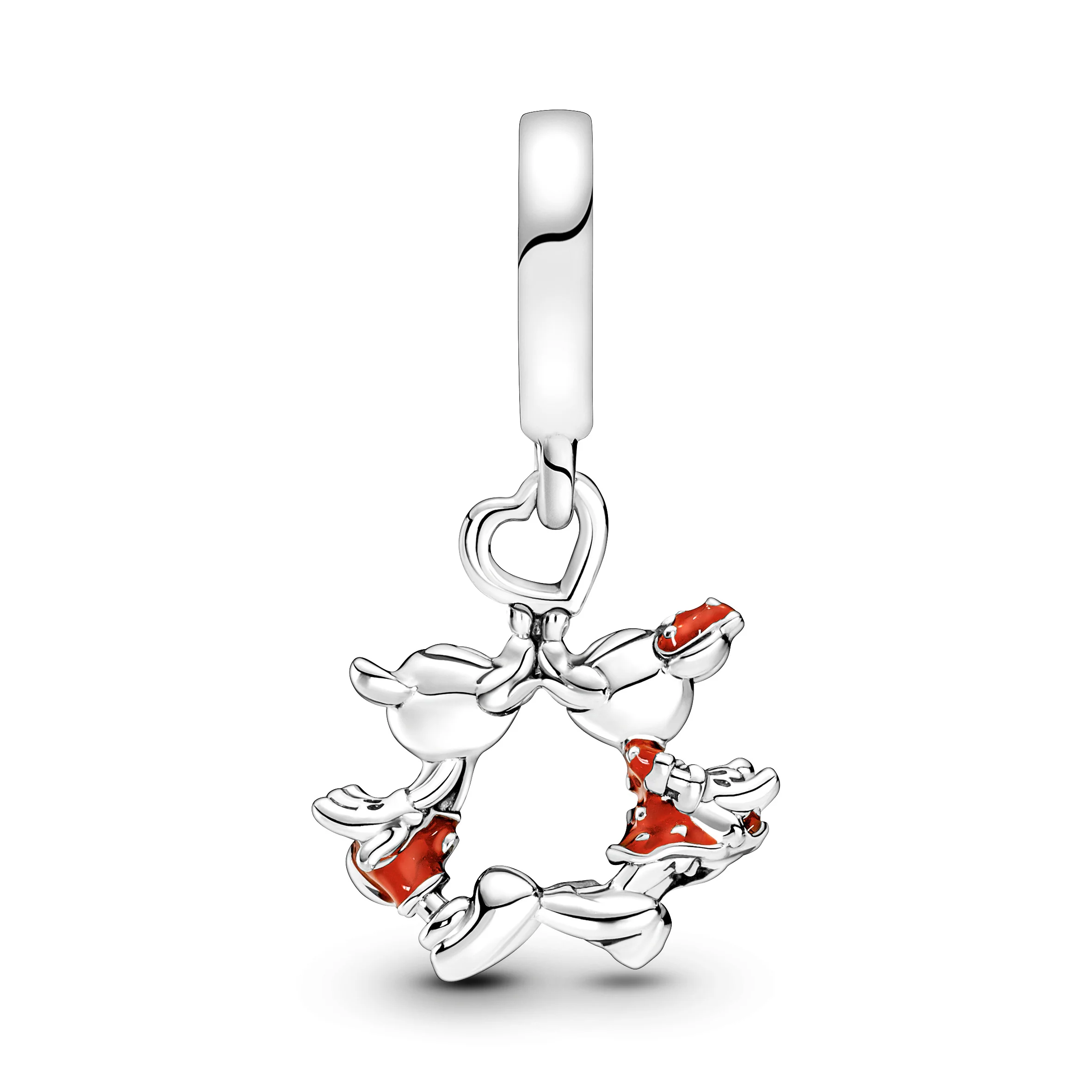 Disney Minnie And Mickey Mouse Kissing Sterling Silver Dangle With Red Enamel - Image 5