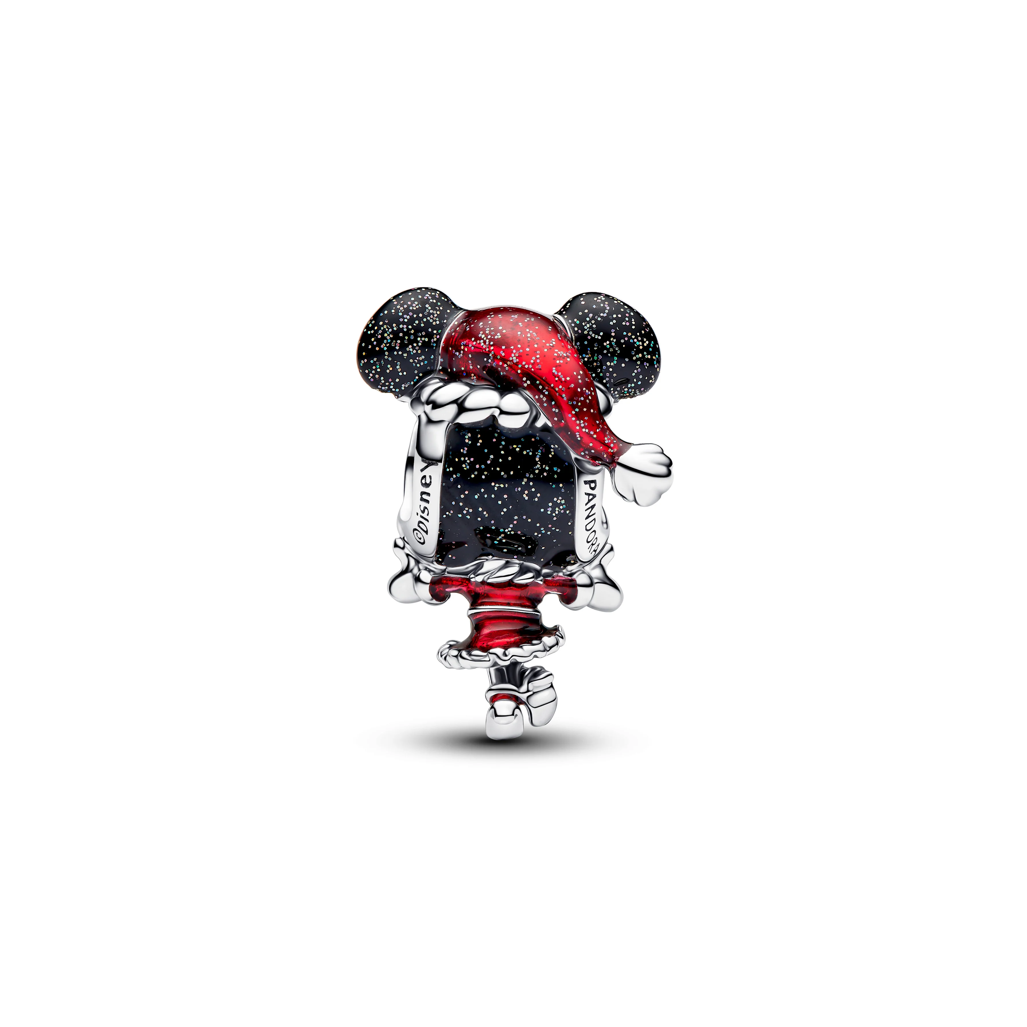 Disney Minnie Mouse Sterling Silver Charm With Glittery Black And Red Enamel - Image 3