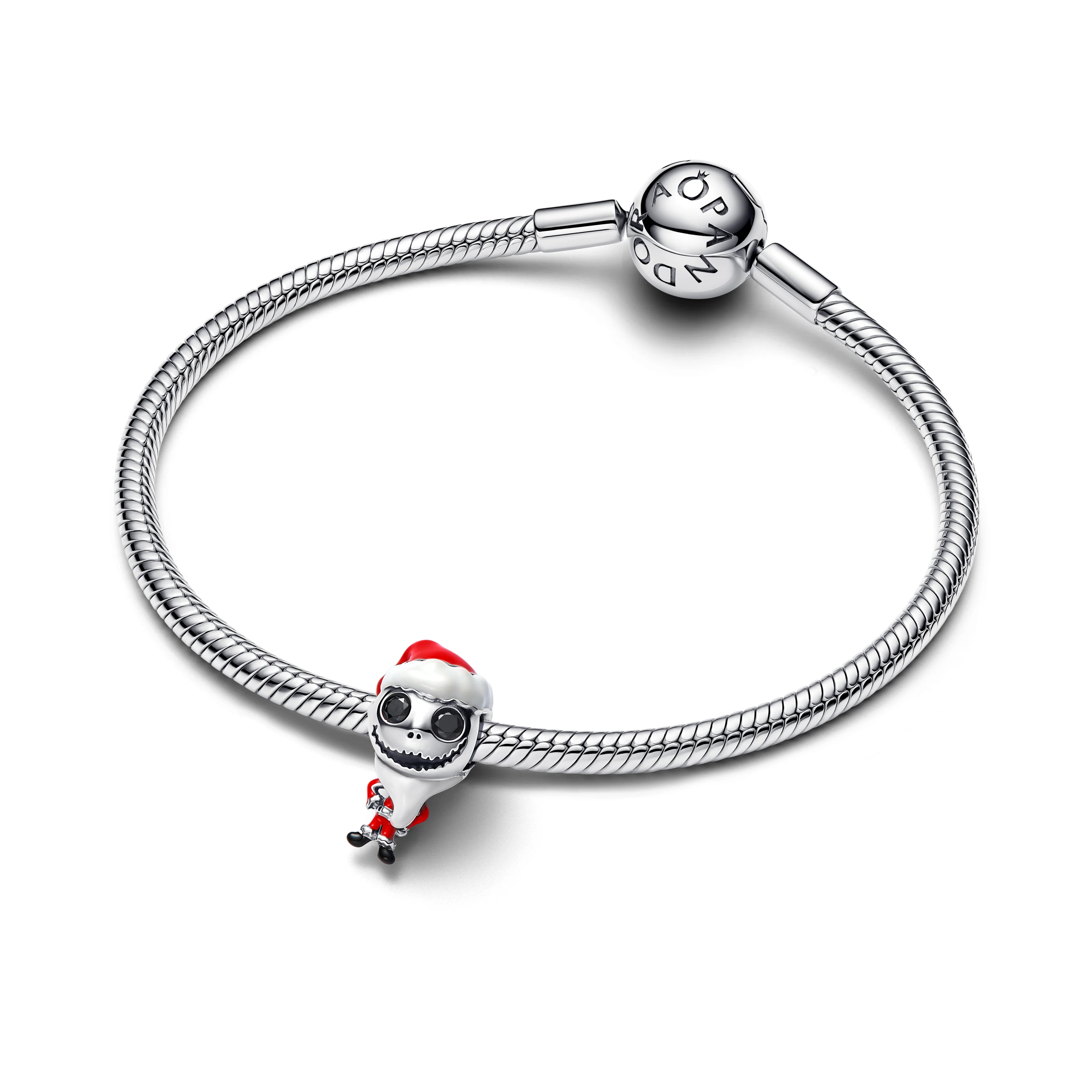 Disney Movable Jack Skellington Sterling Silver Charm With Black Crystal, White, Red And Black Enamel - Image 4