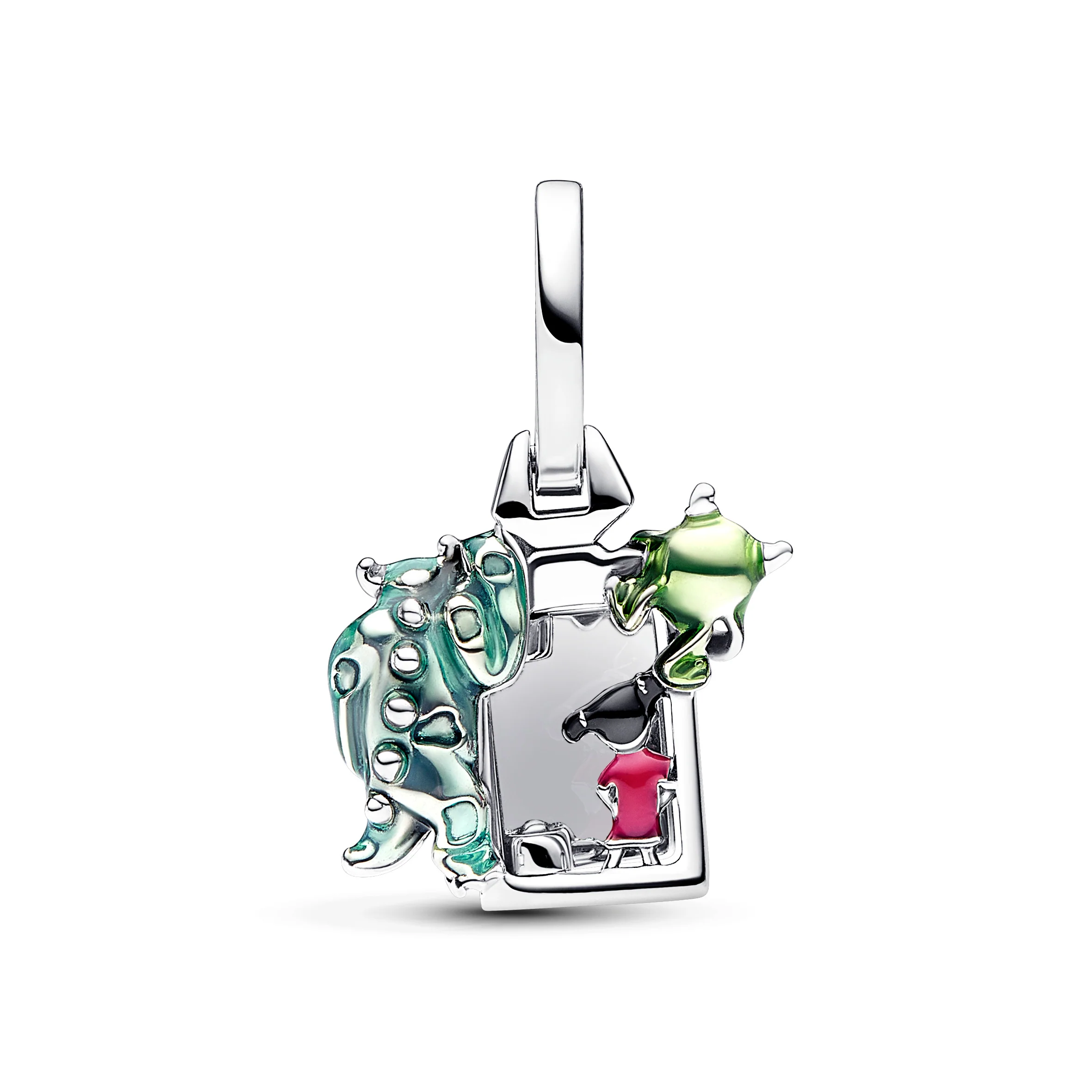 Disney Pixar Openable Monsters Inc Door Sterling Silver Dangle With Red Cubic Zirconia And Green, Pink, Light Blue, Blue And Black Enamel - Image 3