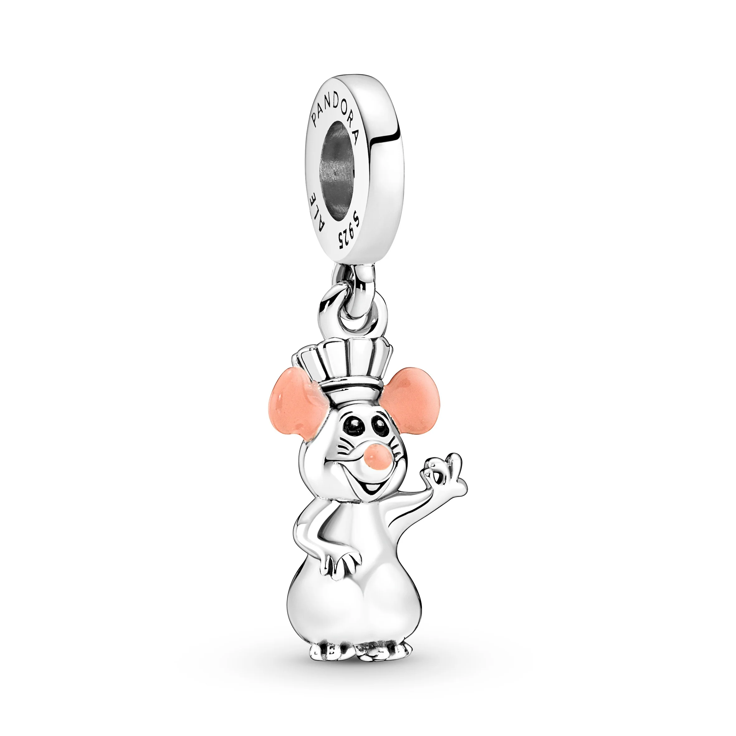 Disney Pixar Remy Sterling Silver Dangle With Pink And Black Enamel