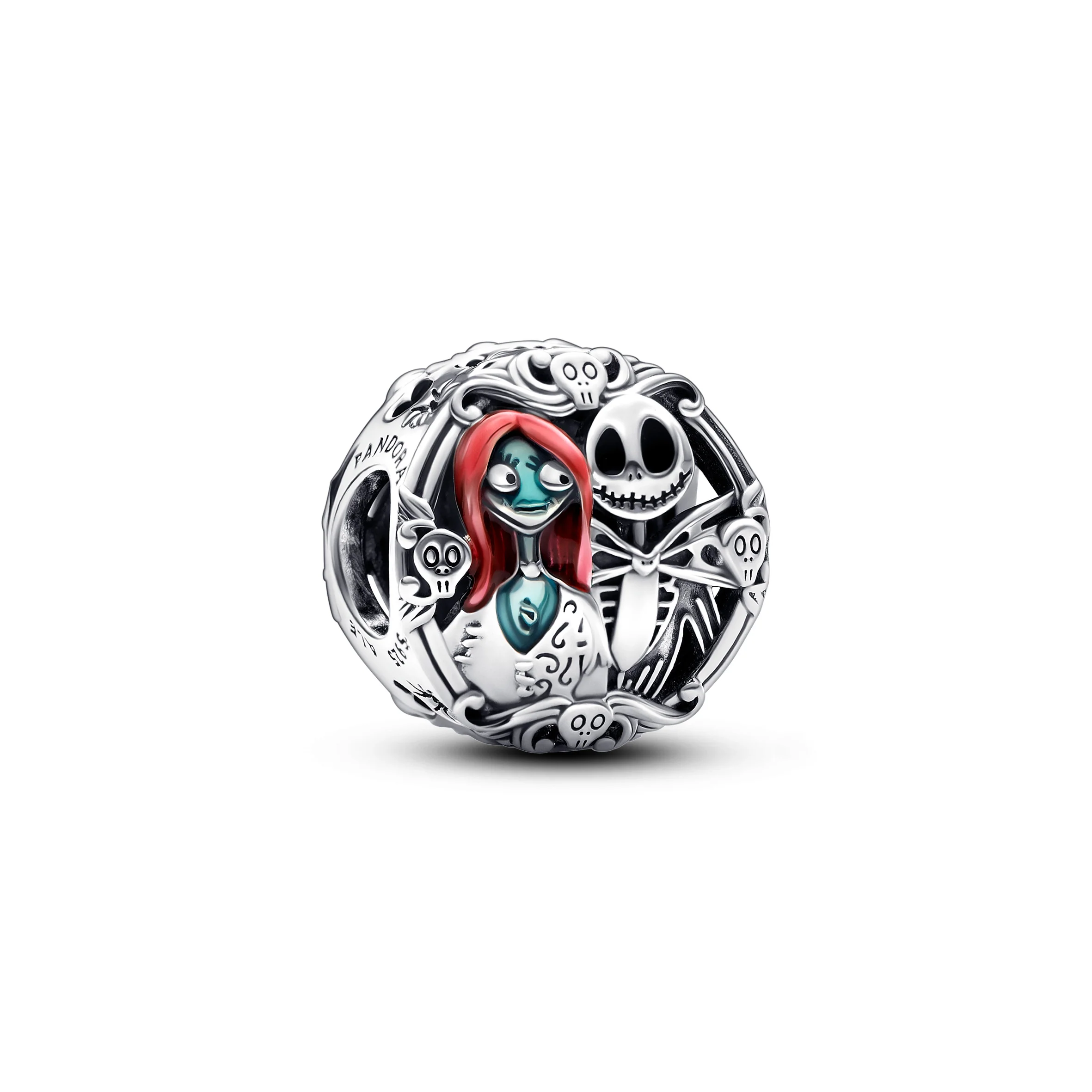 Disney Sally And Jack Sterling Silver Charm With Black, Red And Blue Enamel