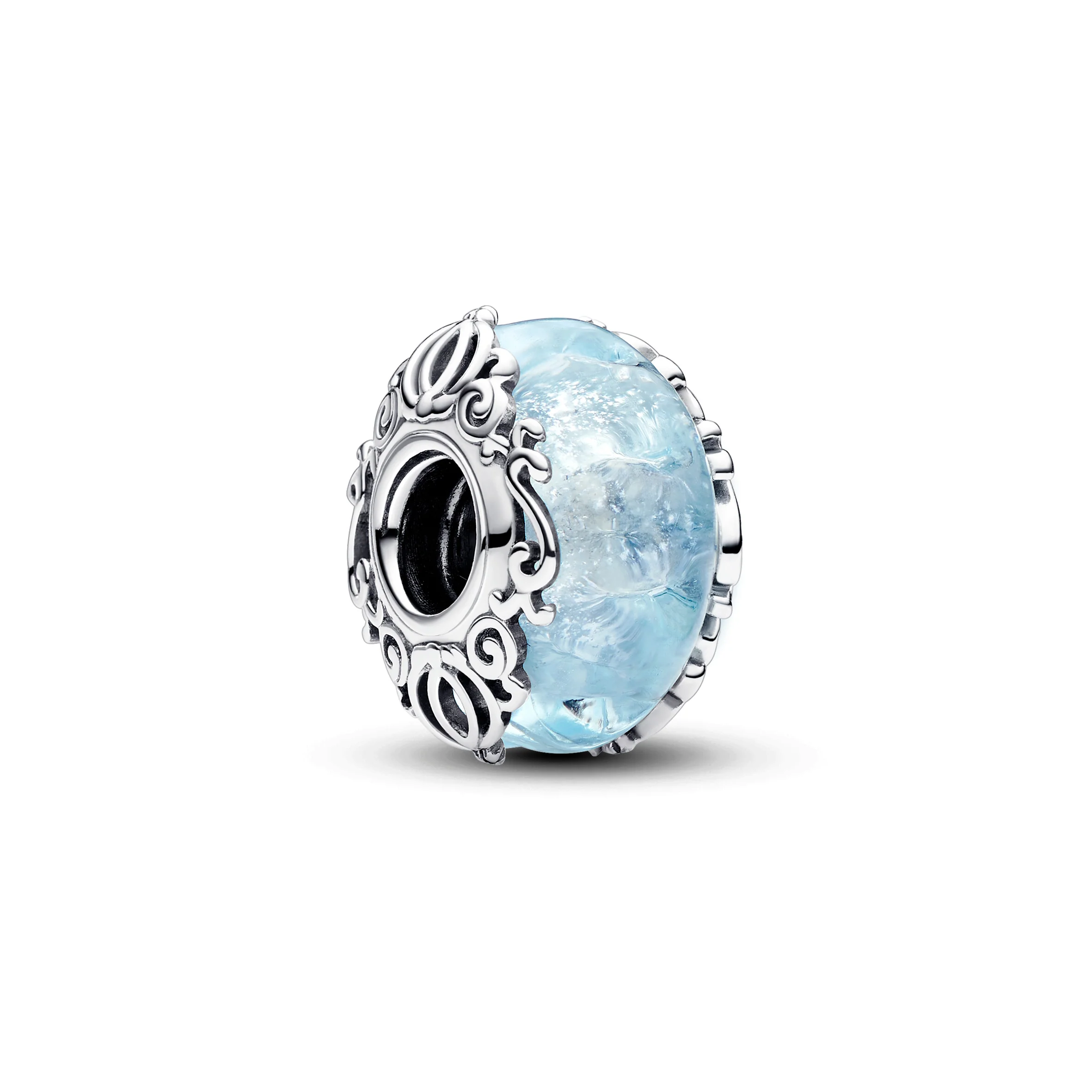 Disney Sterling Silver Charm With Light Blue Murano Glass And Silver Foil - Image 2