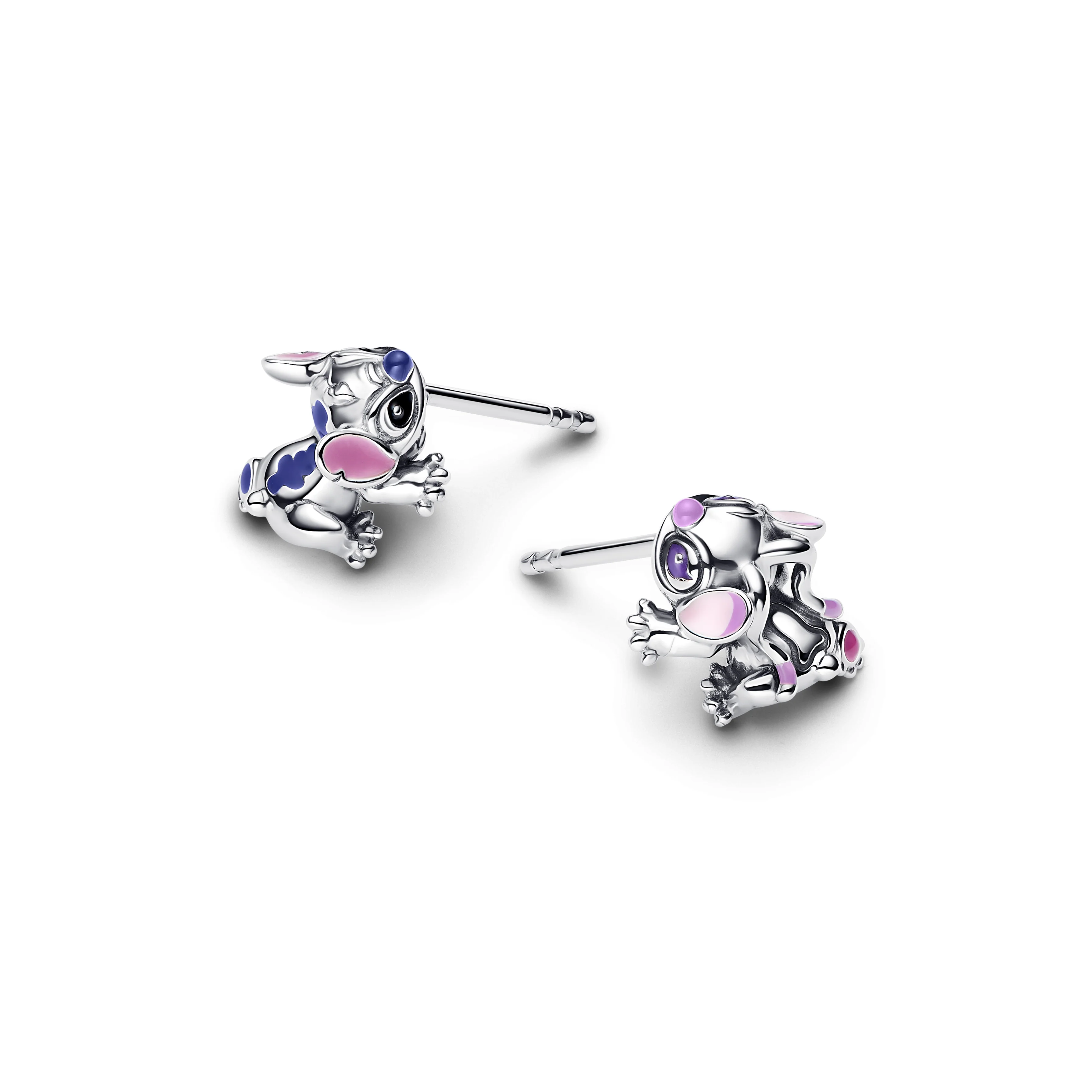 Disney Stitch And Angel Sterling Silver Stud Earrings With Purple, Blue, Black And Pink Enamel - Image 3