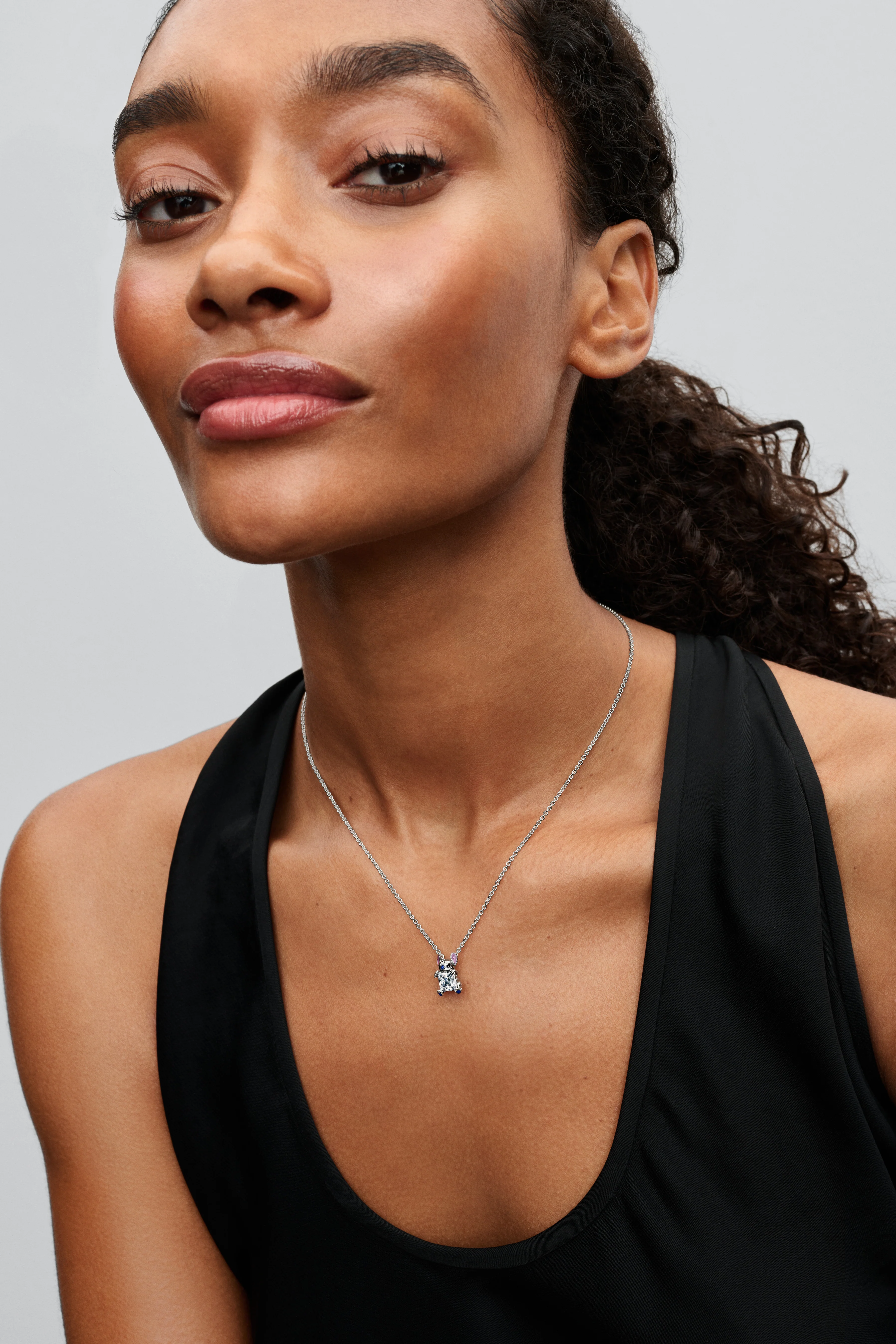 Disney Stitch Pendant Necklace With Clear Cubic Zirconia, Purple, Blue And Black Enamel - Image 3