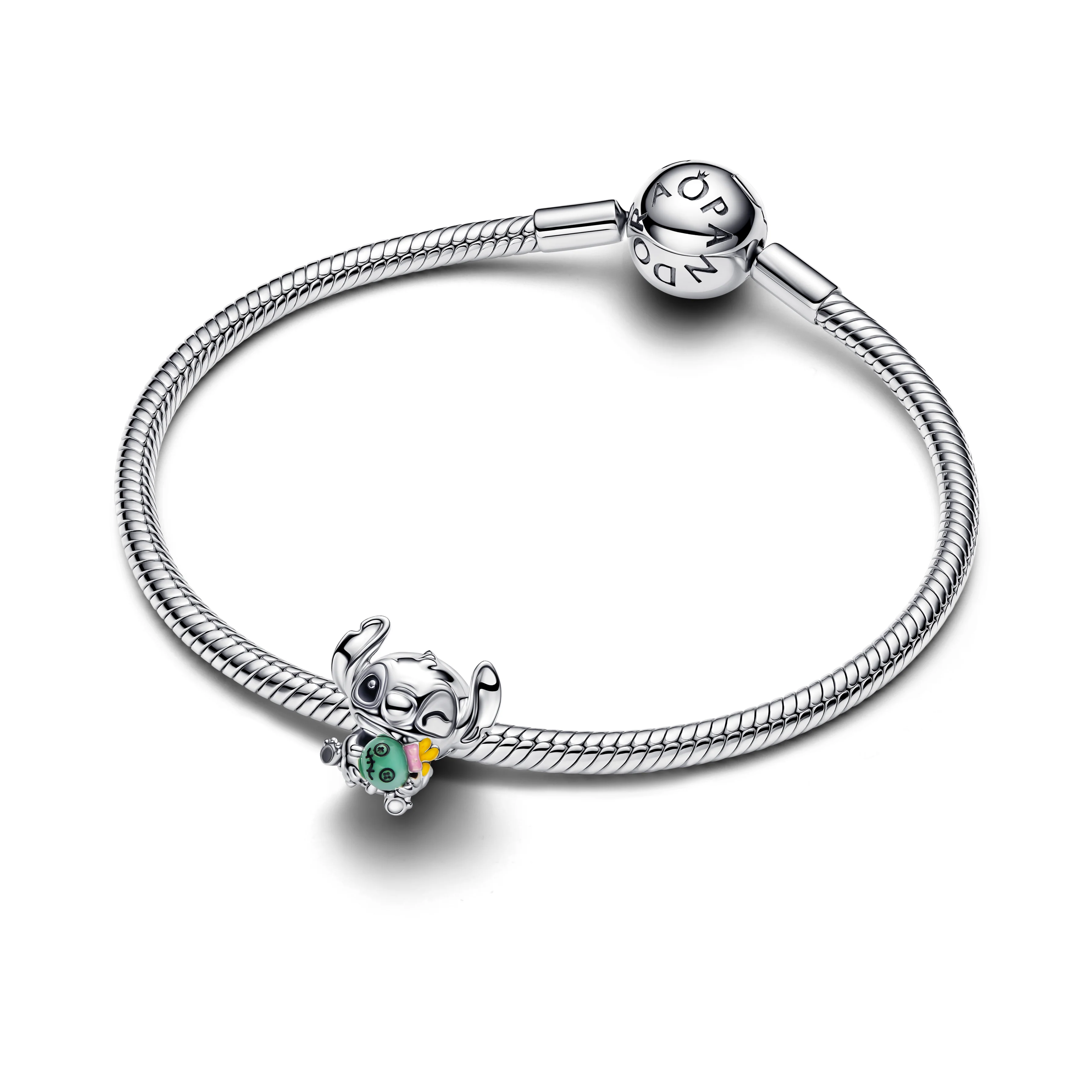 Disney Stitch Sterling Silver Charm With Green Murano Glass, Black, Pink And Yellow Enamel - Image 3