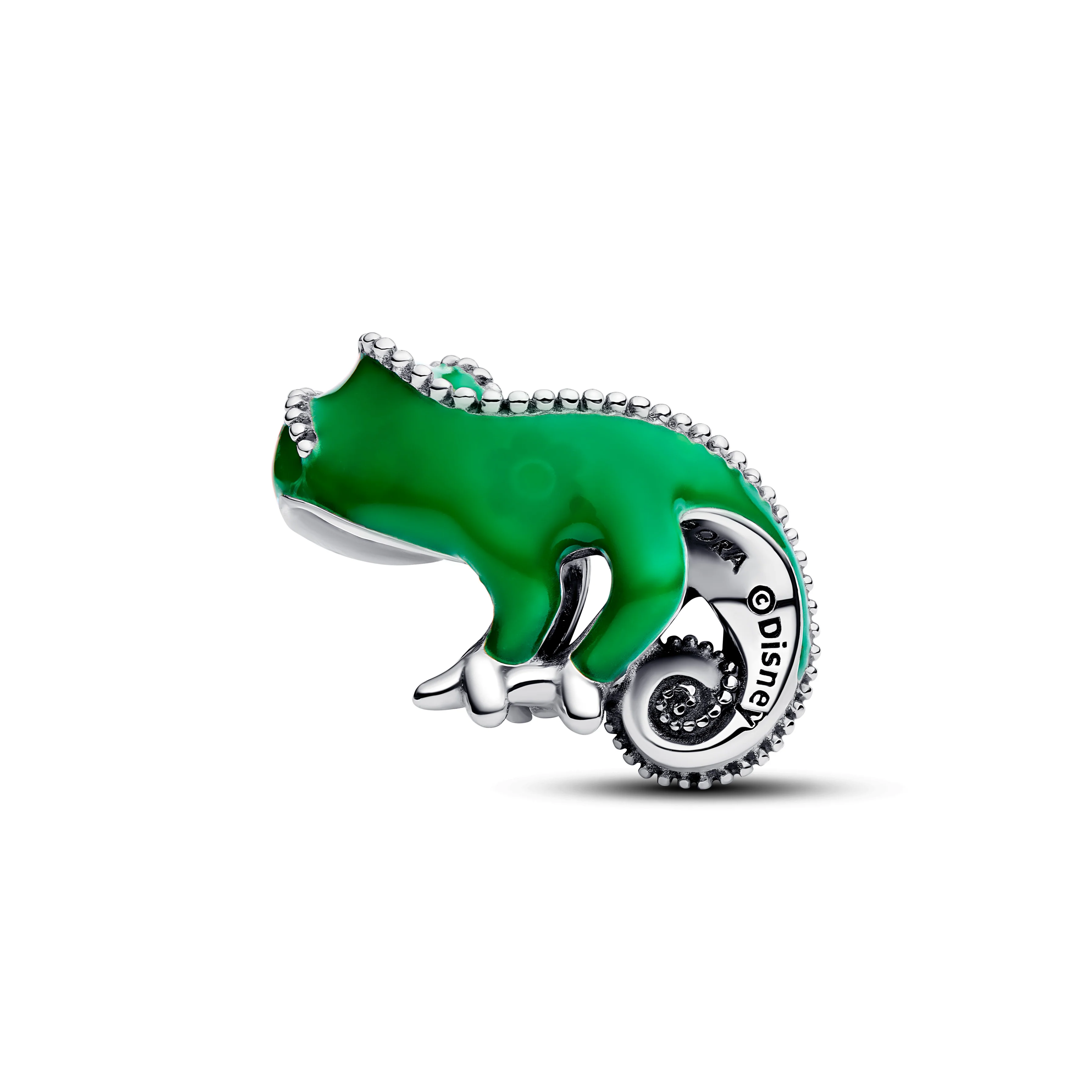 Disney Tangled Pascal Sterling Silver Charm With Black Crystal And Color-Changing Green Enamel - Image 2