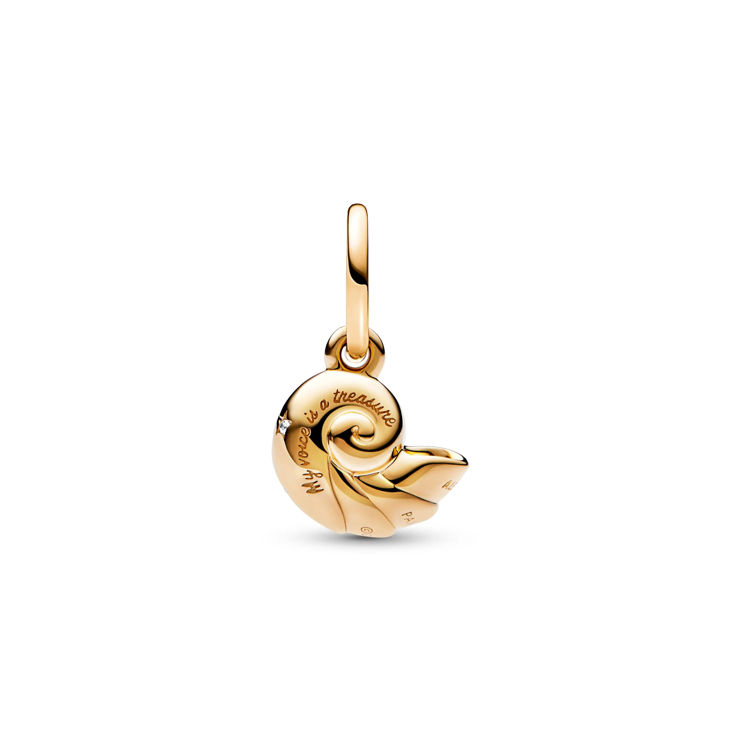 Disney The Little Mermaid Shell 14K Gold-Plated Dangle With Clear Cubic Zirconia - Image 4