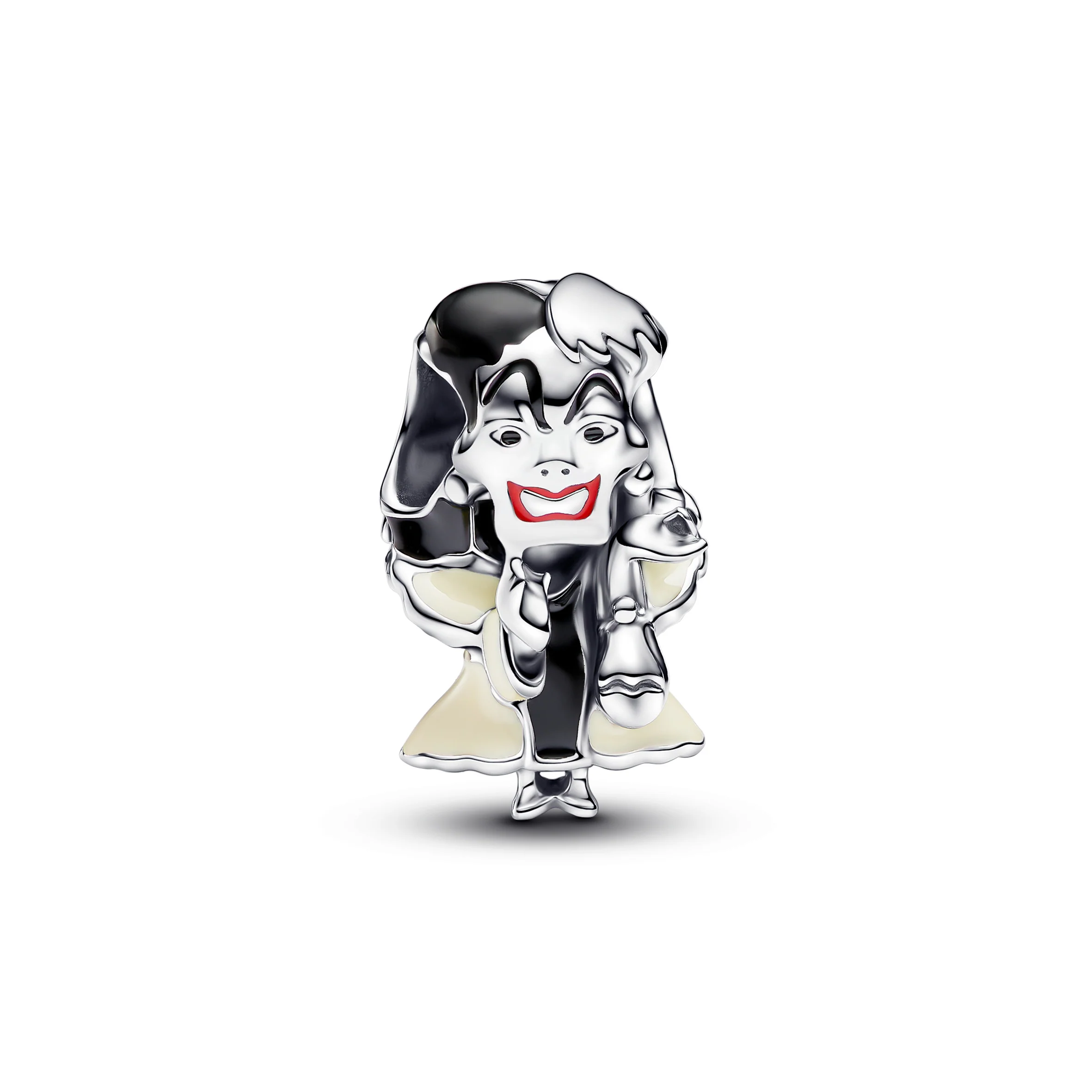 Disney Villains Cruella De Vil Sterling Silver Charm With Black, Red And Beige Enamel
