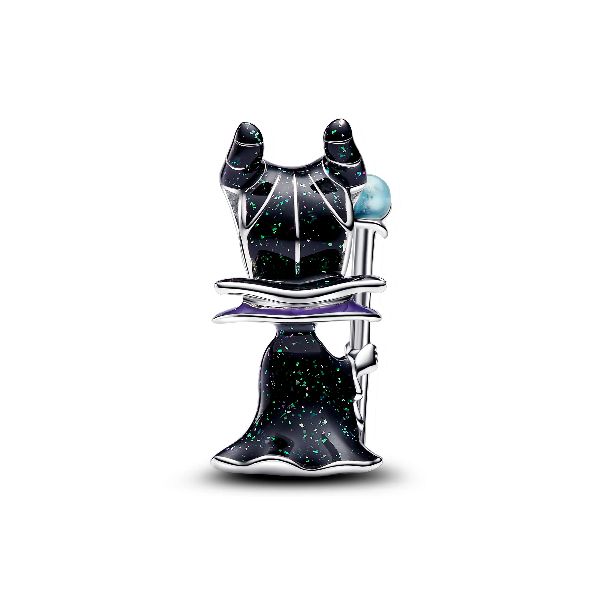 Disney Villains Maleficent Sterling Silver Charm With Glittery Green Black, Red And Glow In The Dark Blue Enamel - Image 4