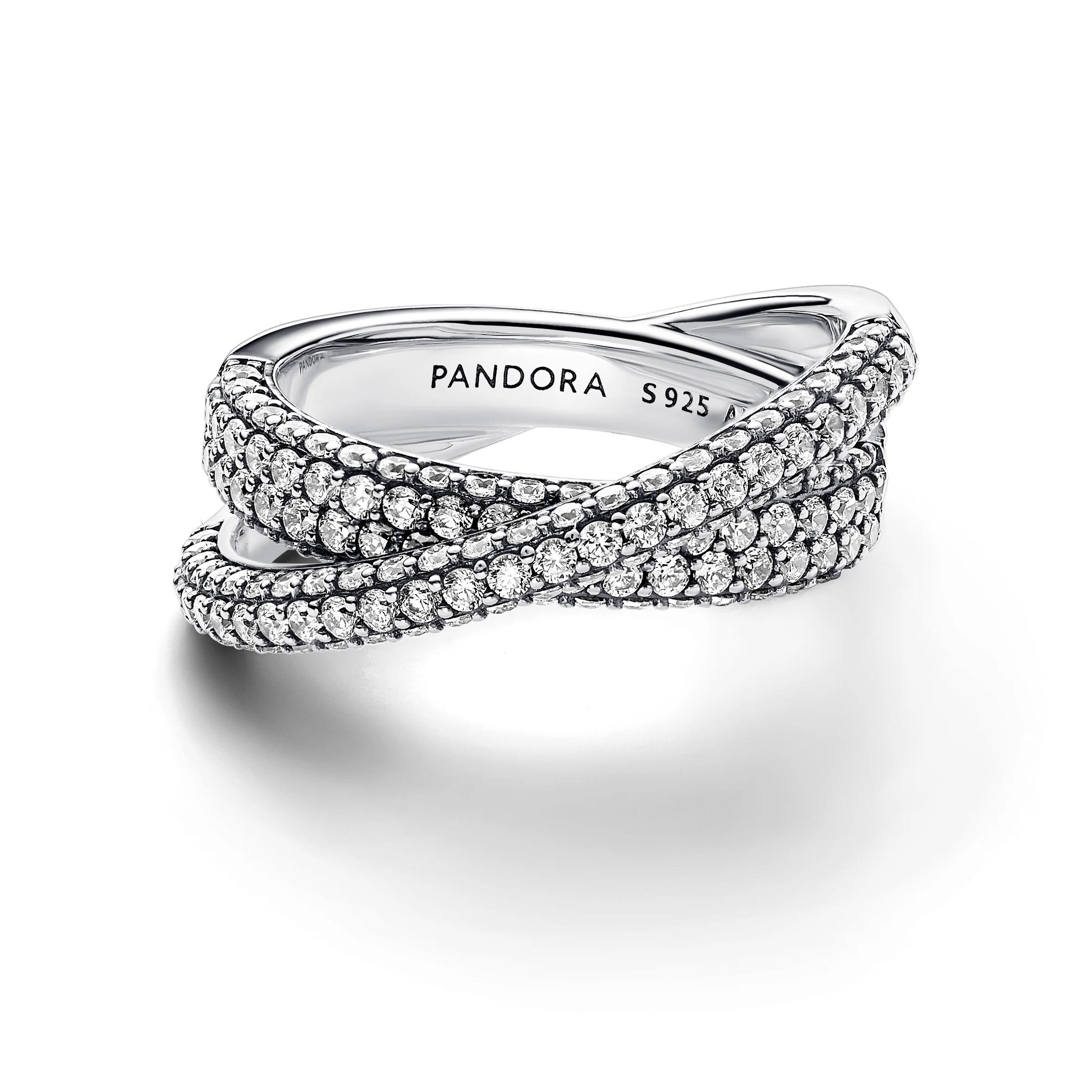 Dual Band Sterling Silver Ring With Clear Cubic Zirconia - Image 3
