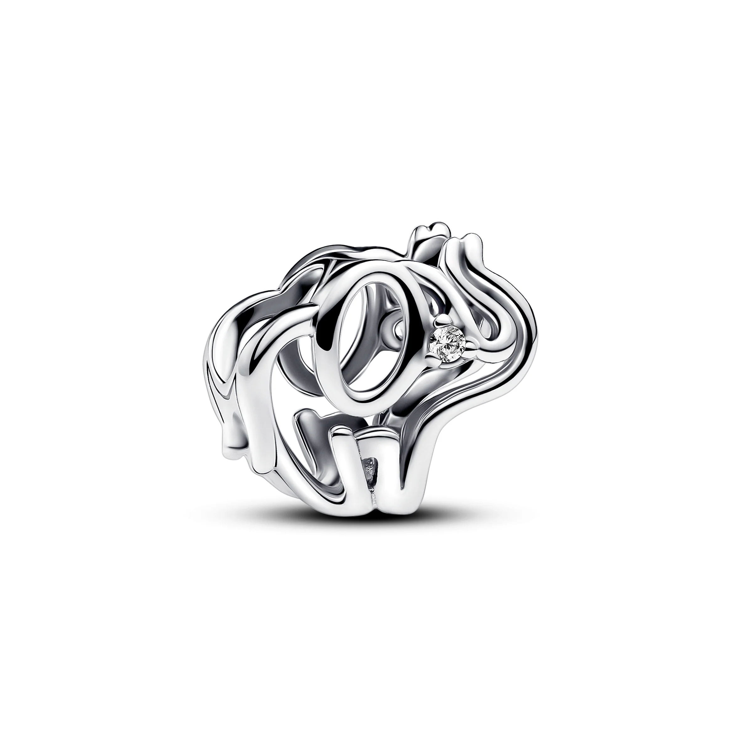 Elephant Sterling Silver Charm With Clear Cubic Zirconia - Image 3