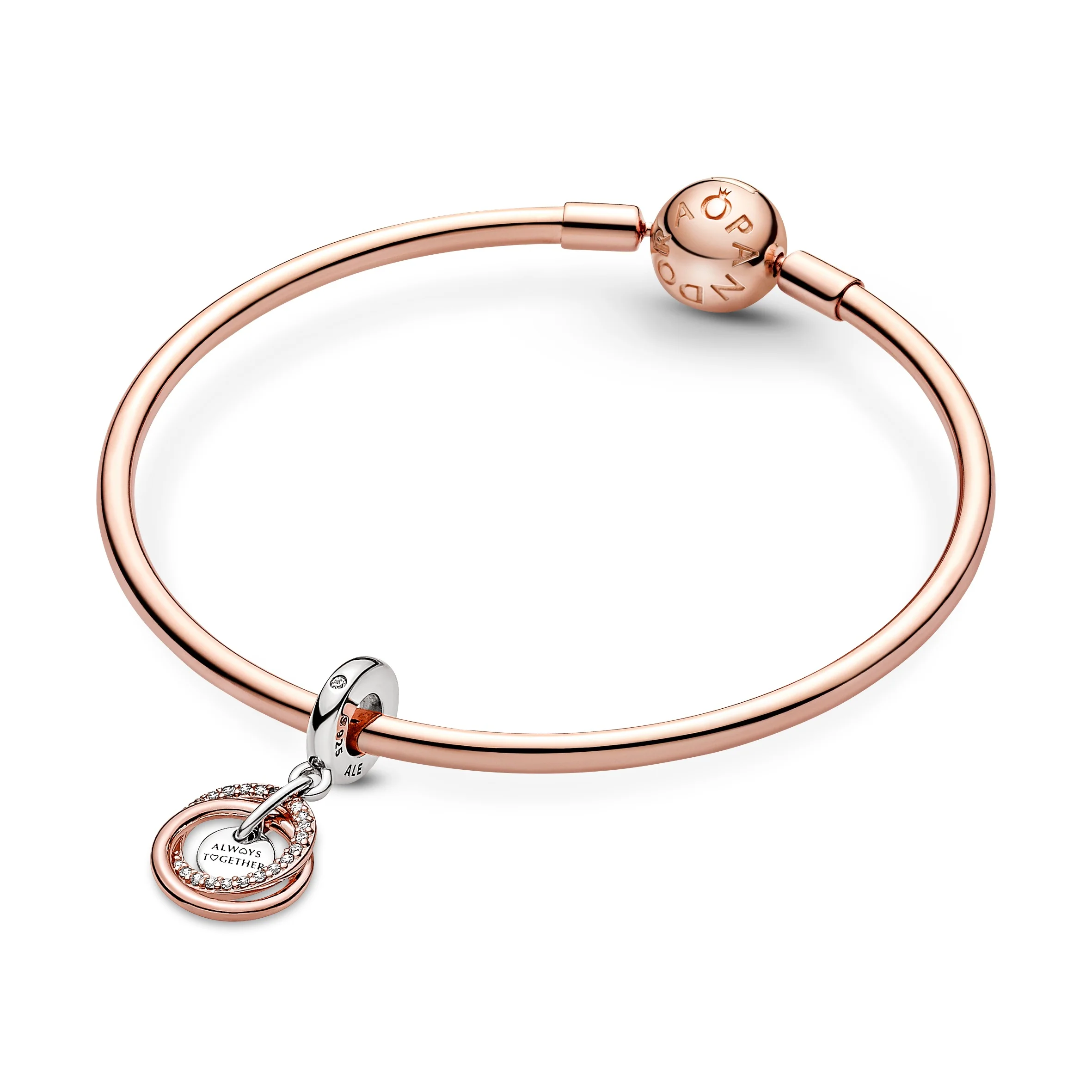 Encircled Sterling Silver And 14K Rose Gold-Plated Dangle With Clear Cubic Zirconia - Image 3