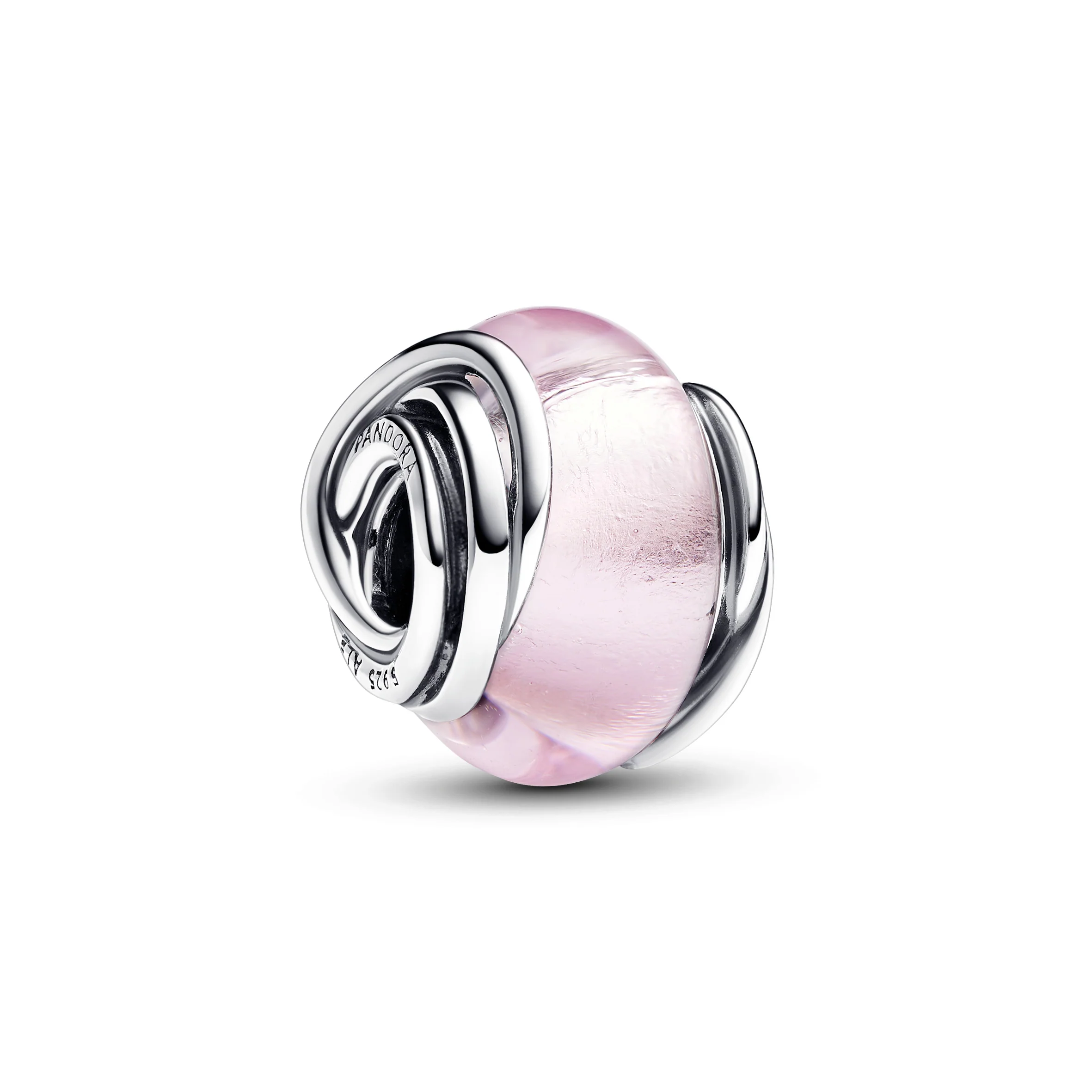 Encircled Sterling Silver Charm With Pink Murano Glass And Silver Foil - Image 3