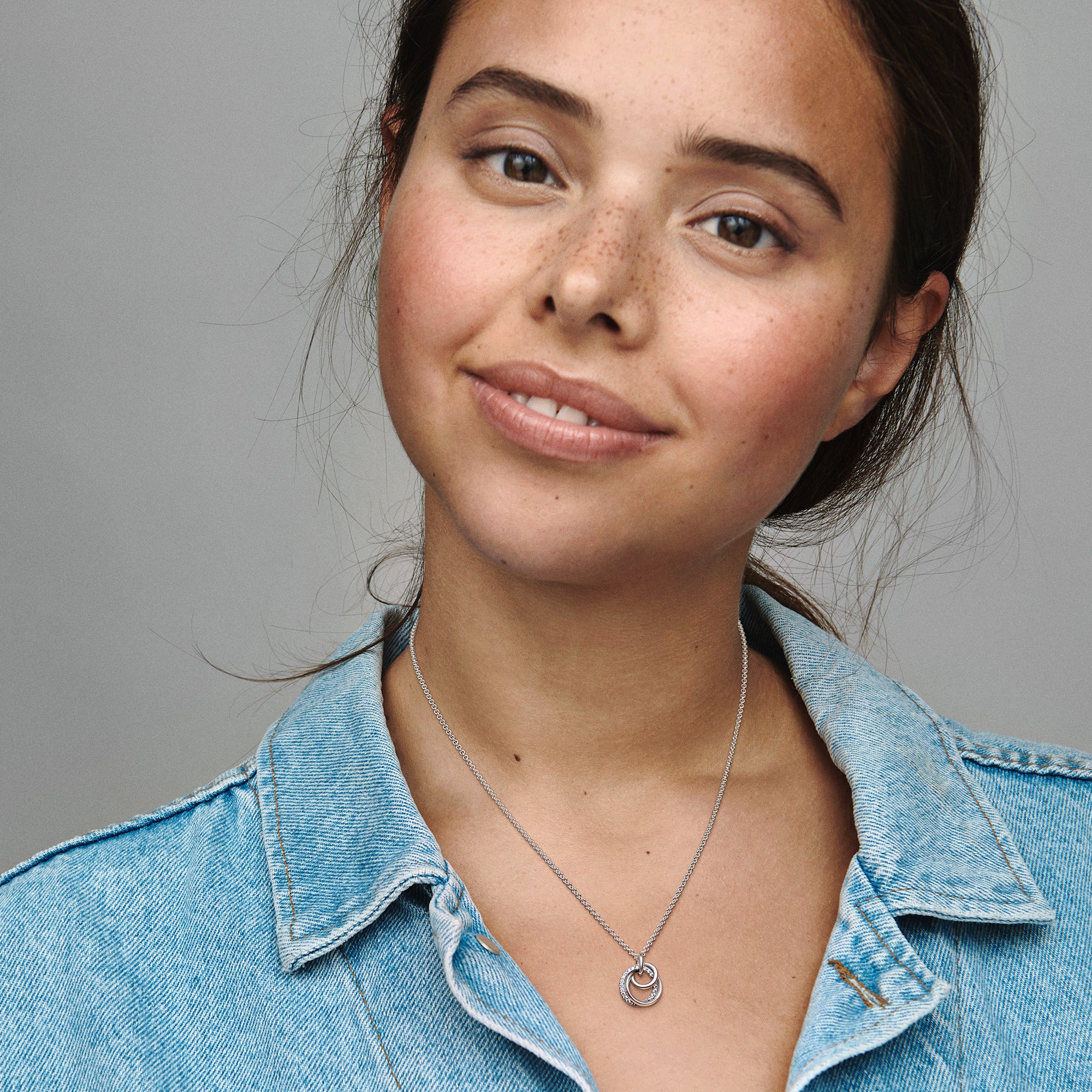 Encircled Sterling Silver Necklace With Clear Cubic Zirconia Pendant - Image 2